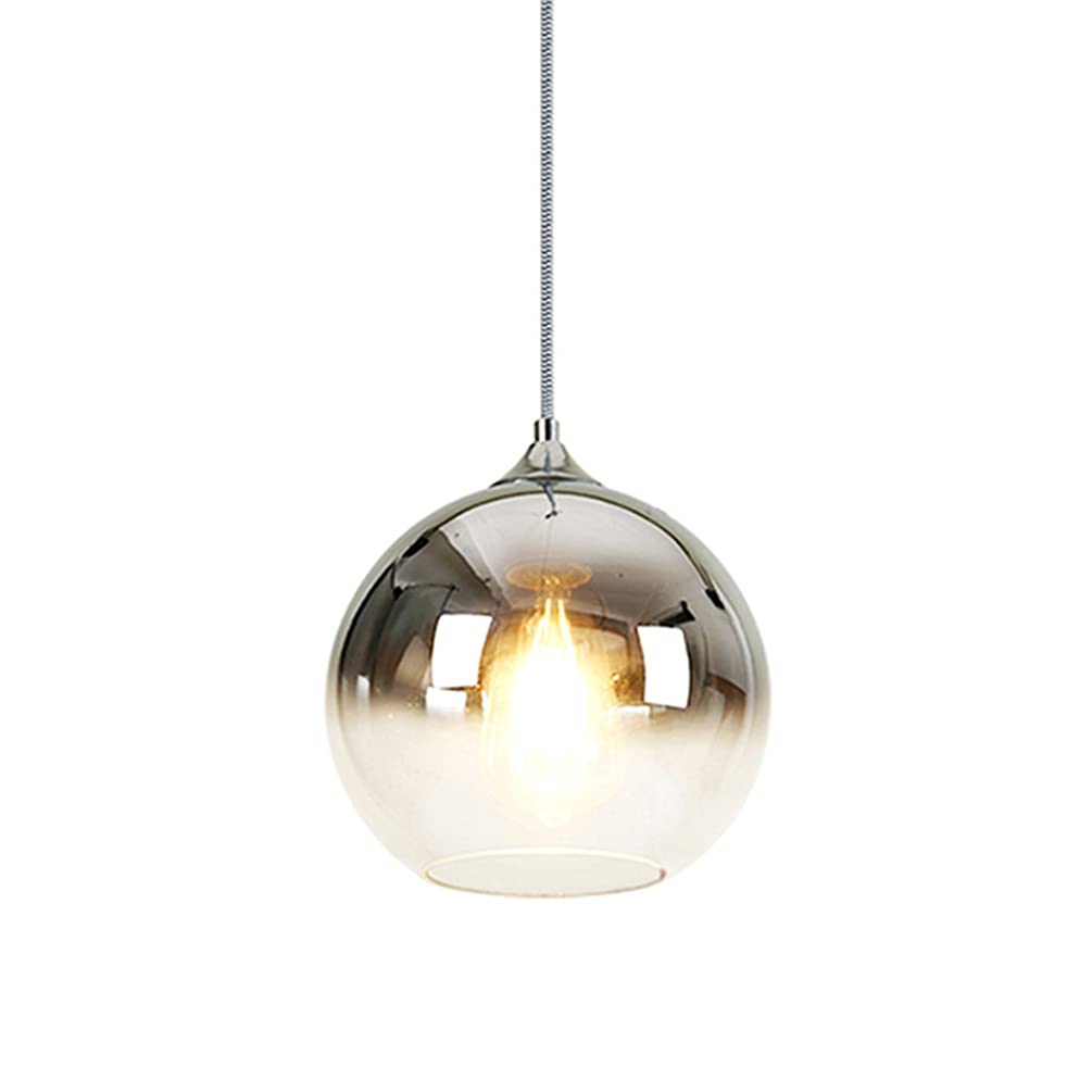Nordic Pendant Light - Gradient Glass Ball Lampshade, Modern E27 Chandelier, Single-Head Hanging Ceiling Fixture for Bedroom, Kitchen Island, Restaurant & Corridor (Rose Gold, 30cm) - Perfect for Dining Room Ambience, Coffee Shop Decor and Modern Home Lighting