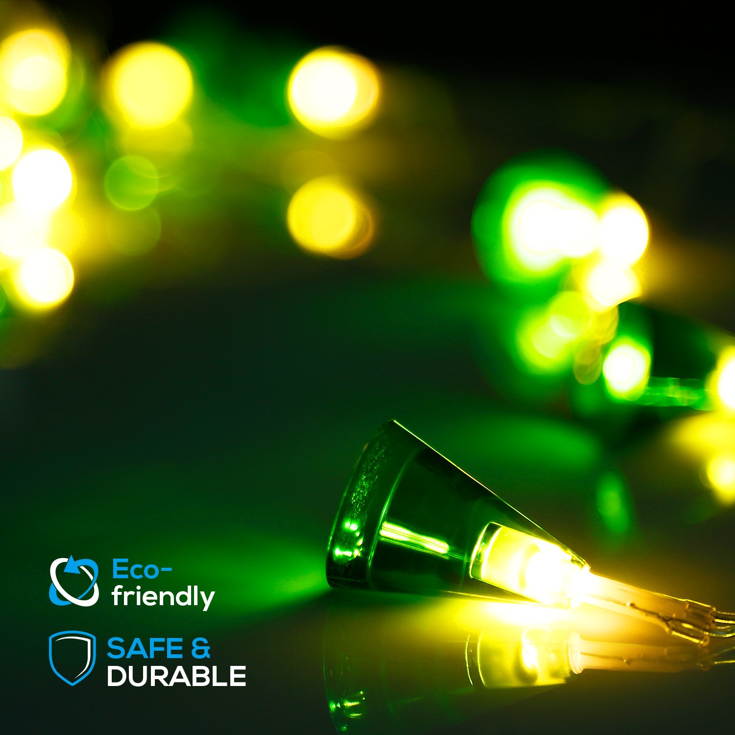 TORCHSTAR 9.84ft 20 LED Krypton Green Conical Battery Powered String Lights - 8 Lighting Modes, Waterproof for Outdoor Use - Perfect for Wedding, Party, Gazebo, Pergola & Holiday Decorations - Create Magical Ambience for Celebrations & Nighttime Events
