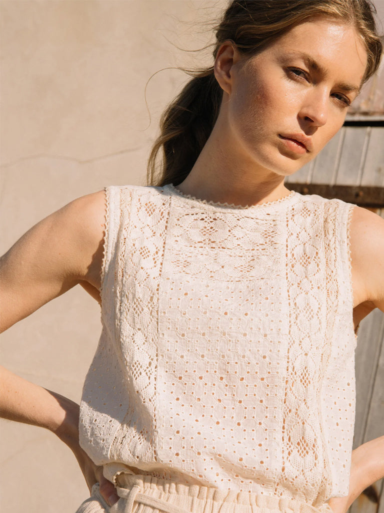 Elegant Indi & Cold Embroidered Blouse in Ecru - Perfect for Boho Chic Outfits and Summer Festivals