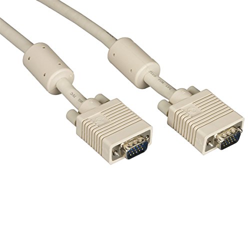 20FT VGA Video Cable with Ferrite Core - Black Box Beige Male to Male Monitor Cable for PC, Laptop, Projector & Home Theater Setup