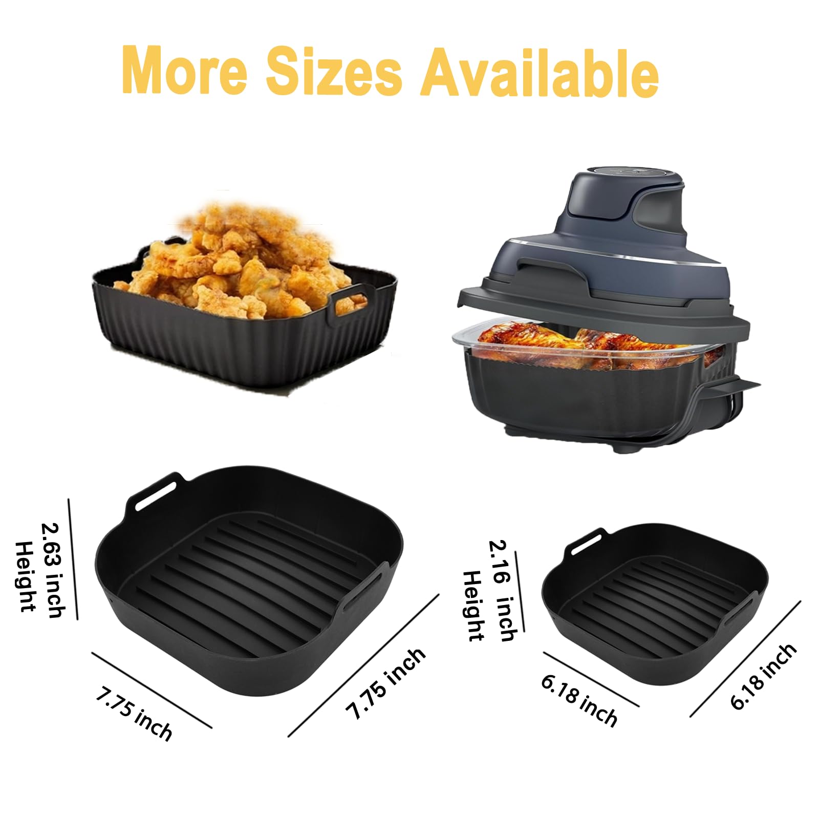 Non-Stick Silicone Air Fryer Liners (2 Pack) - Reusable & Dishwasher Safe for 4QT & 6QT Air Fryers - Compatible with Ninja Crispy FN101GY - Perfect for Baking, Roasting & Frying in Air Fryer & Oven Baskets