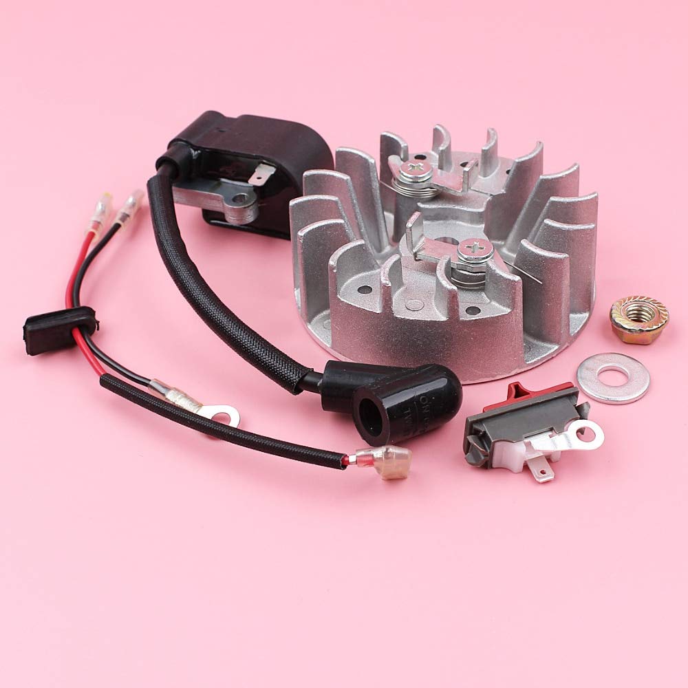 Husqvarna 137 142 Chainsaw Ignition Coil Module Flywheel & On/Off Stop Switch Replacement Parts - Compatible with Yuton - Perfect for DIY Repairs & Maintenance