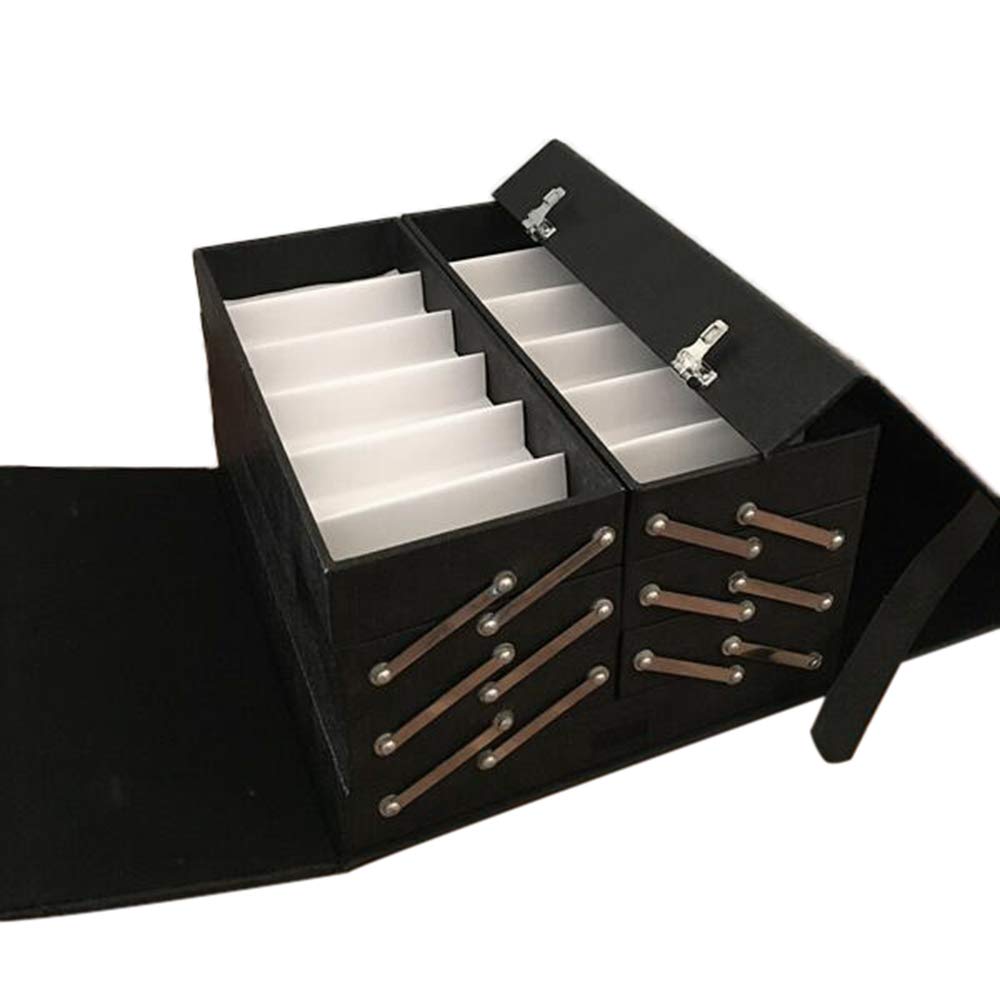 48 Slot PU Leather Eyeglasses & Sunglasses Organizer Case - Display & Storage for 48 Pairs - Perfect for Travel, Jewelry & Watch Organization - Compact Suitcase Design for Home, Office & Retail Stores
