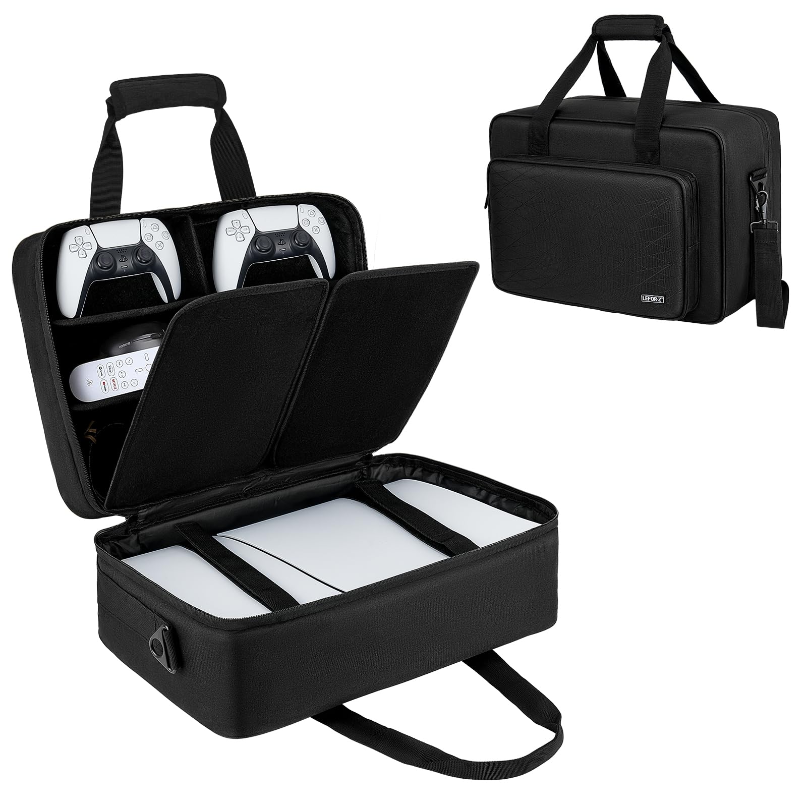 IVODEELA PS5/PS5 Pro Carrying Case - Protective Storage Bag for PS5 Controllers, Game Discs & Charging Accessories (Black) | Perfect for Travel, Gaming Parties & Console Protection