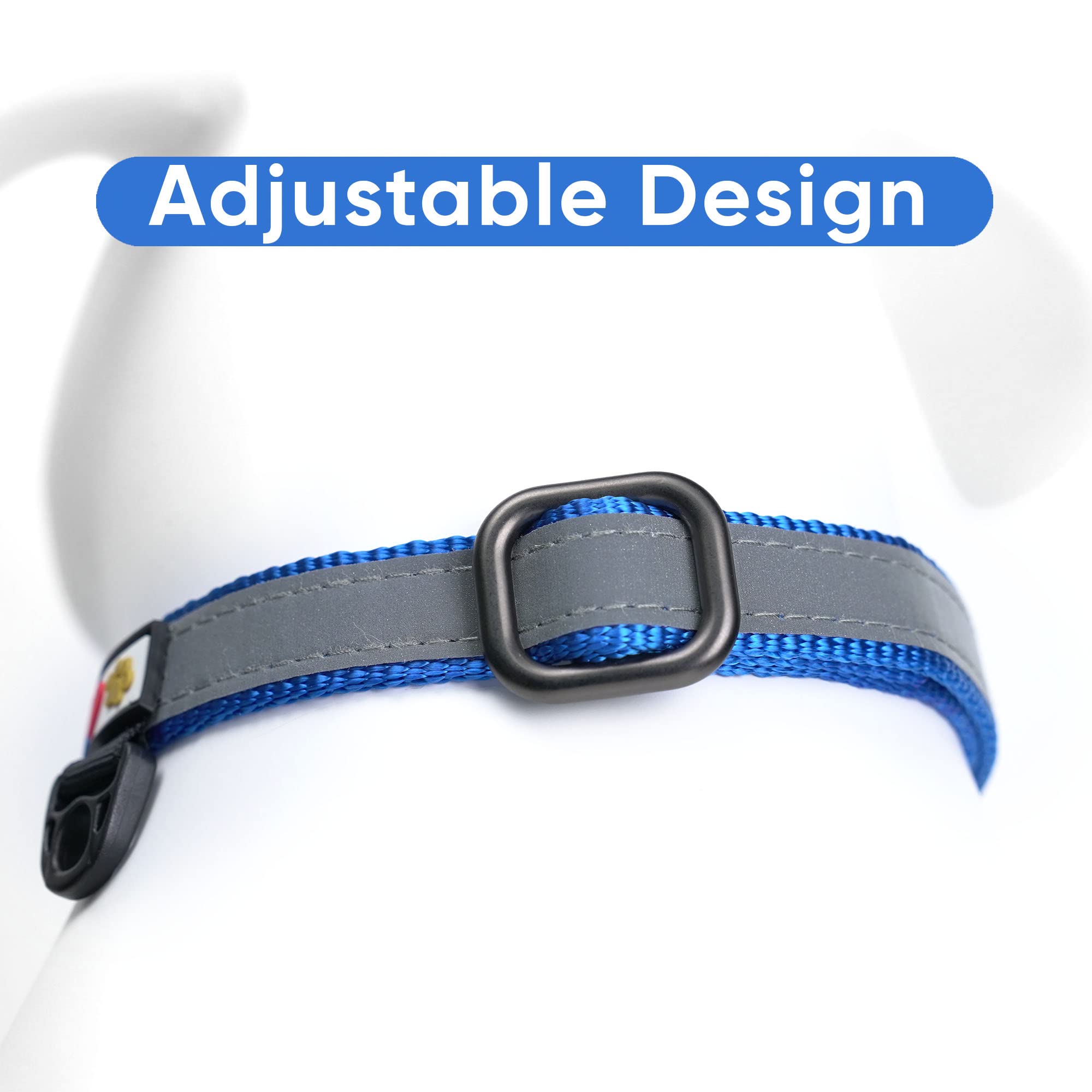 **Custom Embroidered Reflective Martingale Dog Collar - Personalized with Name & Phone Number - Adjustable for Puppies, Small, Medium & Large Dogs - Medium Blue - Perfect for Night Walks & Outdoor Adventures**