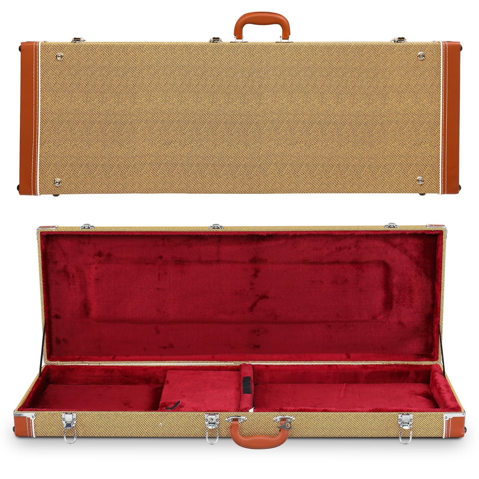 Ktaxon 39-Inch Electric Guitar Hard Case - Wooden Hard-Shell Protective Case with Lock Latch & Padding for KST/KTL/170 Models (Yellow) | Durable Travel & Storage Solution for Musicians