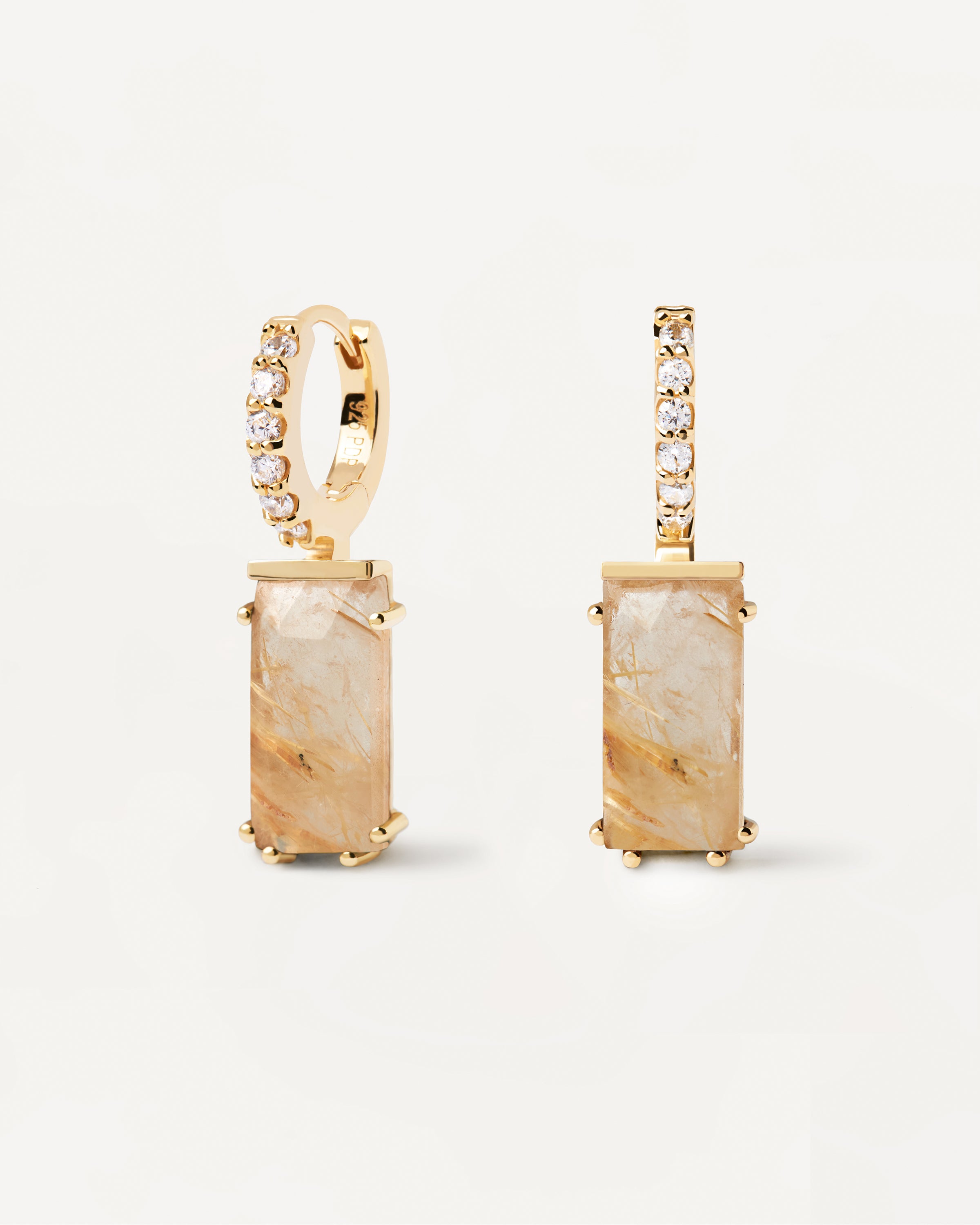 Kaori Rutilated Quartz Single Earring - Elegant Handmade Jewelry for Women | Perfect for Weddings, Parties & Special Occasions