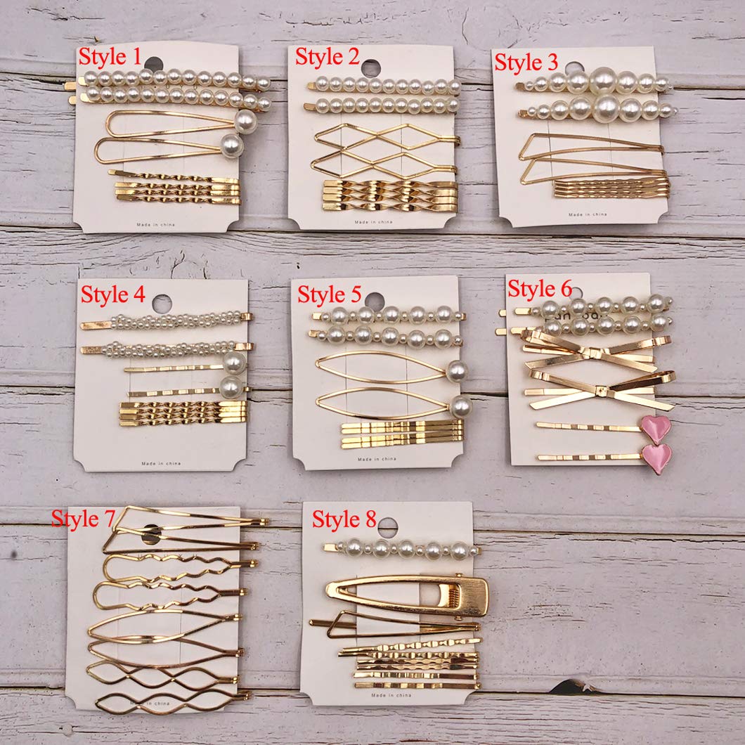 Geometric Hair Clips Set - 8pcs Minimalist Metal Hairpins, Barrettes & Bobby Pins for Women & Girls - Gold Hair Accessories for Wedding, Party & Everyday Styling