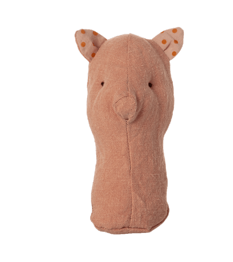 Maileg Lullaby Friends Pig Rattle - Soft Baby Toy with Gentle Sounds | Perfect for Newborn Gifts, Nursery Decor & Sensory Play