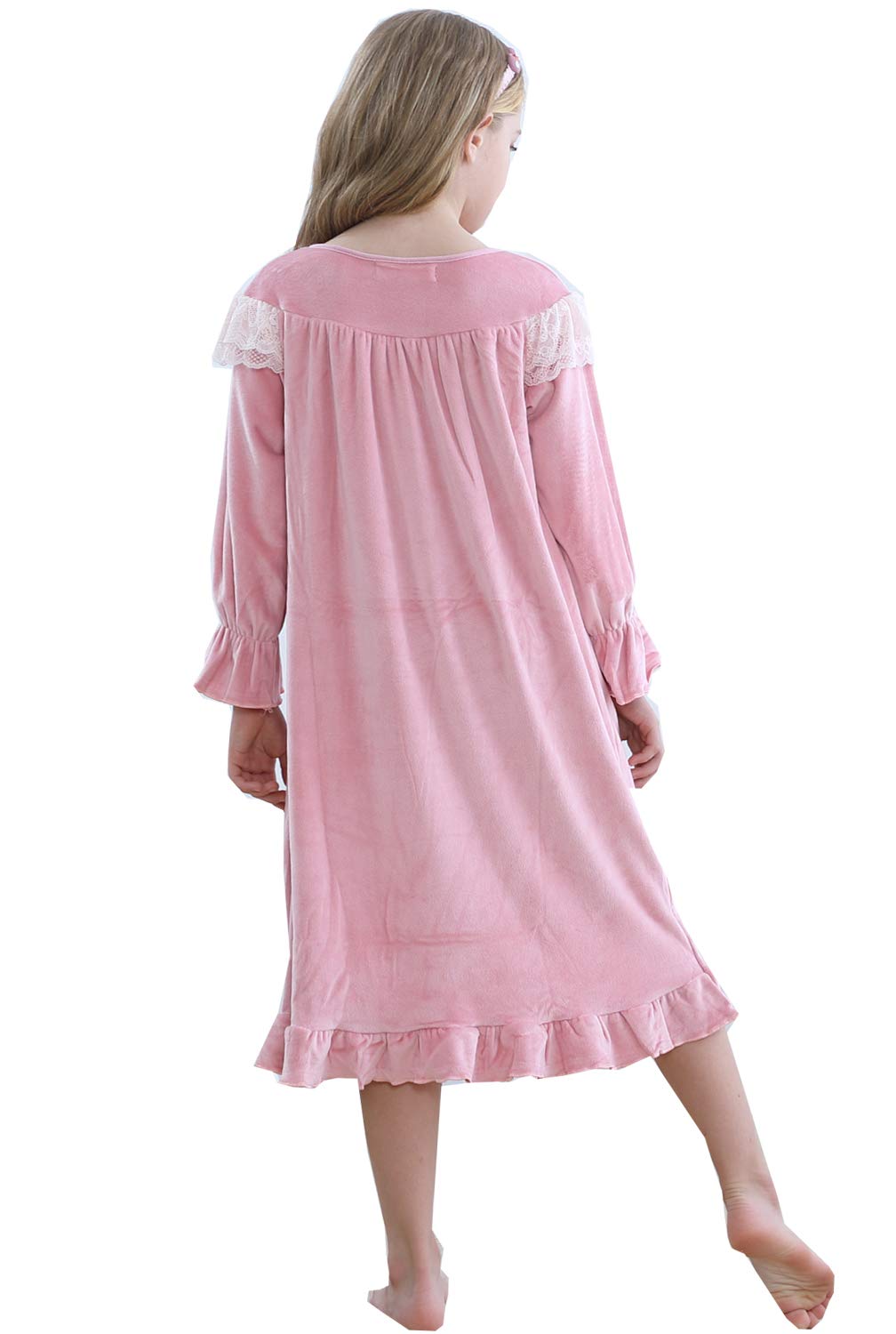 Princess Nightgown for Girls - Winter Long Sleeve Flannel Nightdress Pajamas Dress for Kids Ages 3-12 Years | Soft & Warm Sleepwear for Cold Nights, Christmas Gifts, and Cozy Bedtime