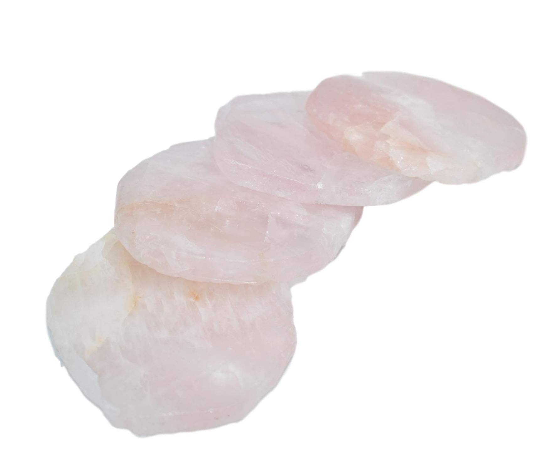 Luxury Quartz Rose Coasters Set of 4 - Non-Slip Stone Coasters for Drinks - Elegant Circular Home Decor & Gift for Housewarming, Wedding, Anniversary - Perfect for Coffee Tables, Dining Tables, and Office Desks