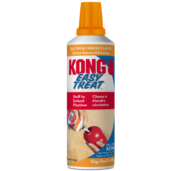 KONG Easy Treat Bacon & Cheese Recipe Dog Toy - Chew-Resistant Treat Dispenser for Small & Large Dogs - Perfect for Training, Boredom Relief & Mental Stimulation