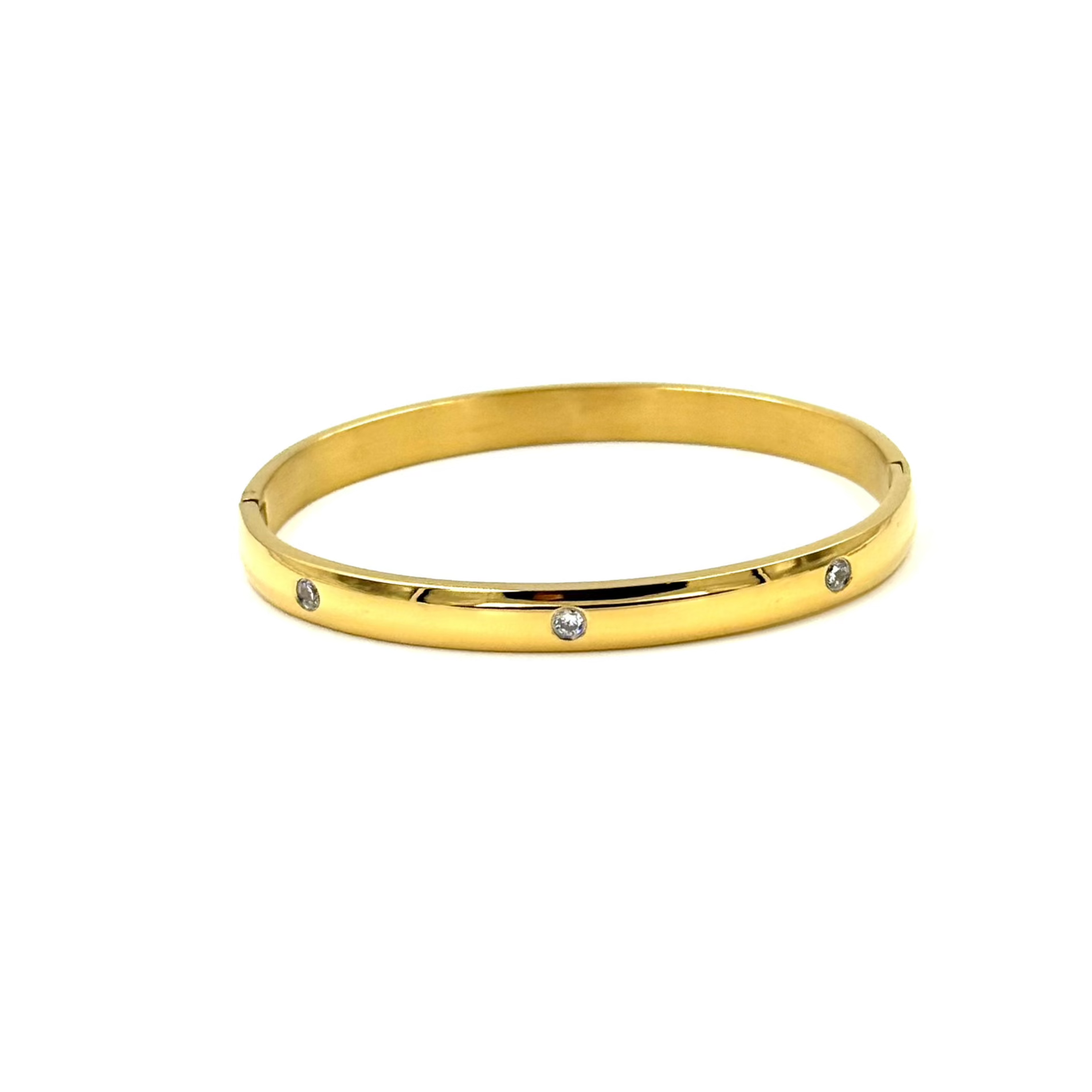 Ashley Gold Stainless Steel 6-Piece CZ Bangle Bracelet Set for Women - Elegant Cubic Zirconia Stackable Bangles for Everyday Wear, Party & Special Occasions