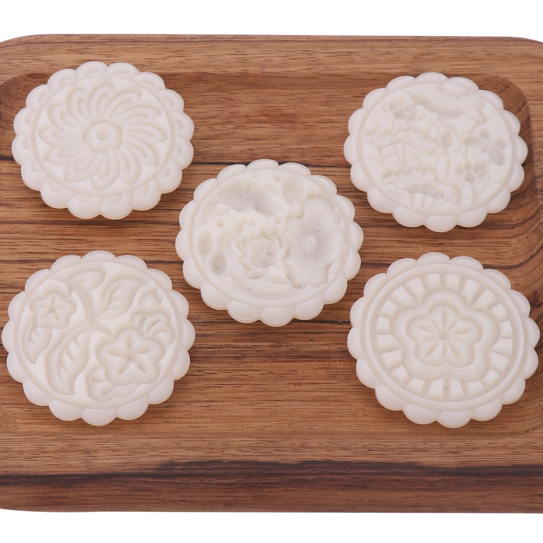 150g 5pcs Adjustable Cookie Stamps Set - Moon Cake Mold & Christmas Cookie Press for DIY Baking, Hand Press Cutter for Cookies, Cakes & Pastries - Perfect for Holiday Baking, Home Decor & Gift Making