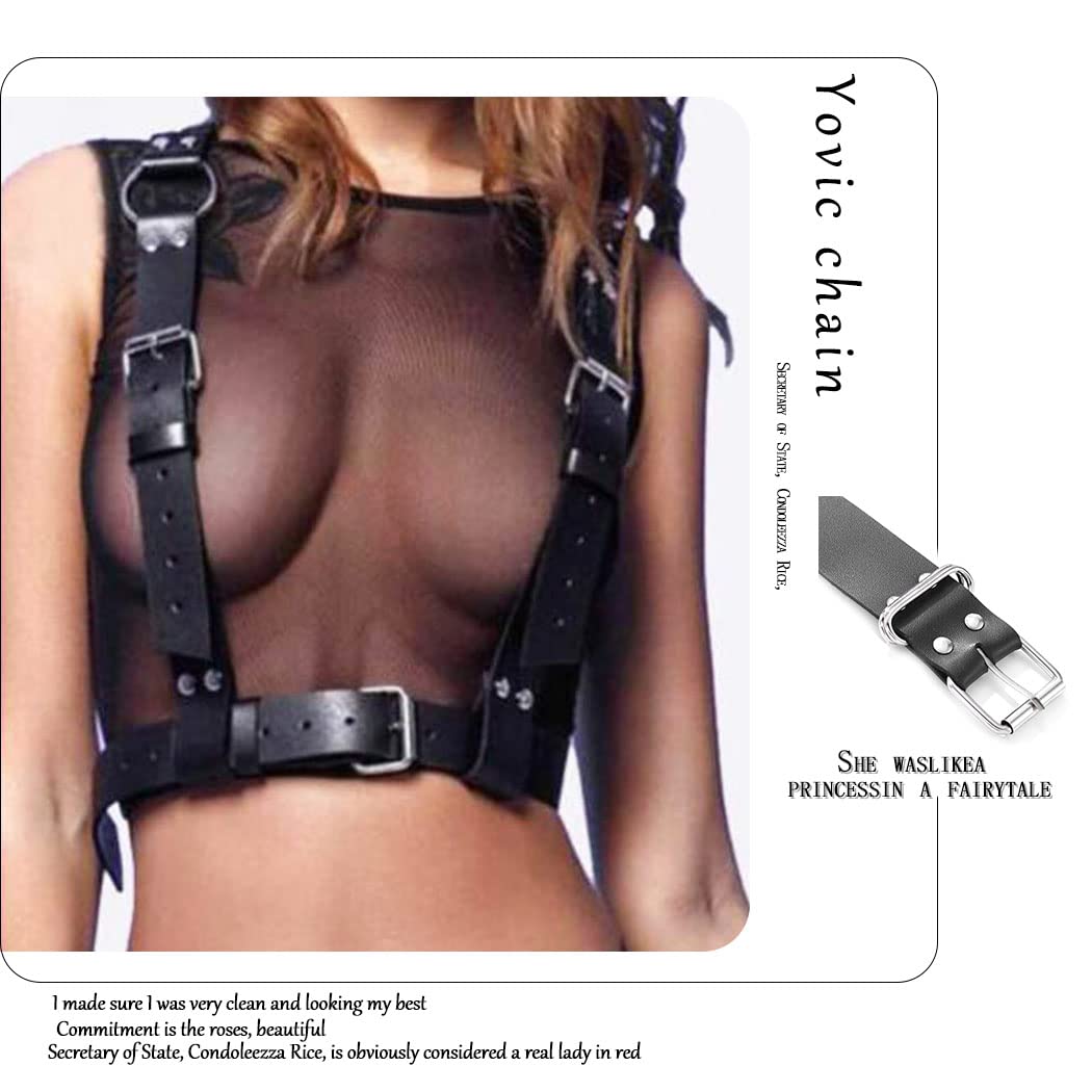 Punk Leather Body Chain - Sexy Waist Belt & Body Harness for Women - Gothic Bar Chains for Nightclub, Rave & Party Accessories - Black | Perfect for Music Festivals, Bachelorette Parties & Costume Events