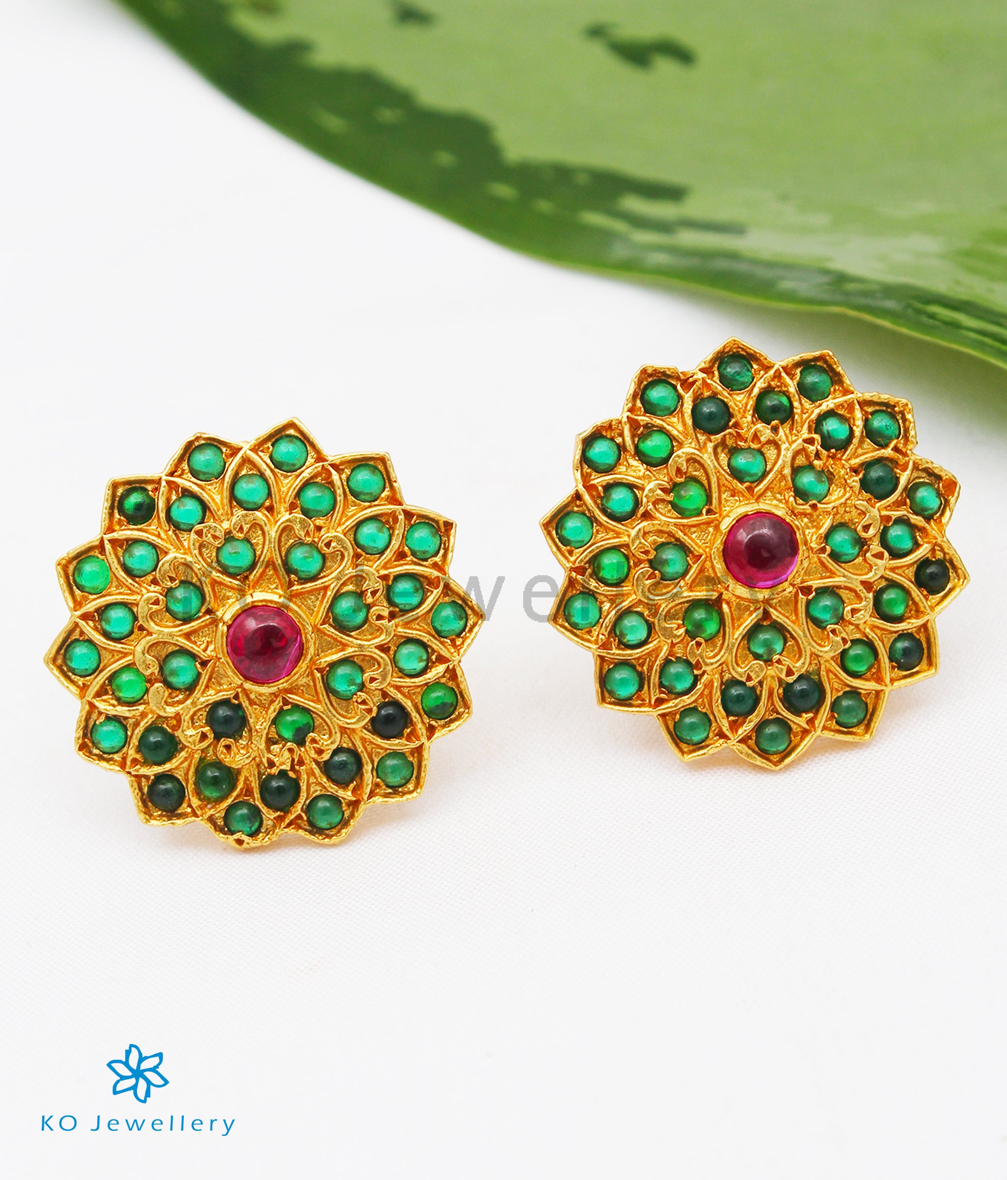 Aikya Silver Stud Earrings with Green Gemstone – Elegant & Hypoallergenic Jewelry for Women | Perfect for Parties, Weddings & Everyday Wear