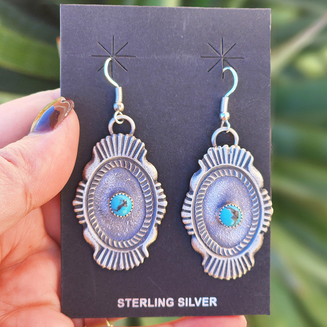 Henrietta Turquoise Earrings for Women – Handmade Sterling Silver Dangle Earrings – Boho Chic Jewelry for Casual Wear & Special Occasions