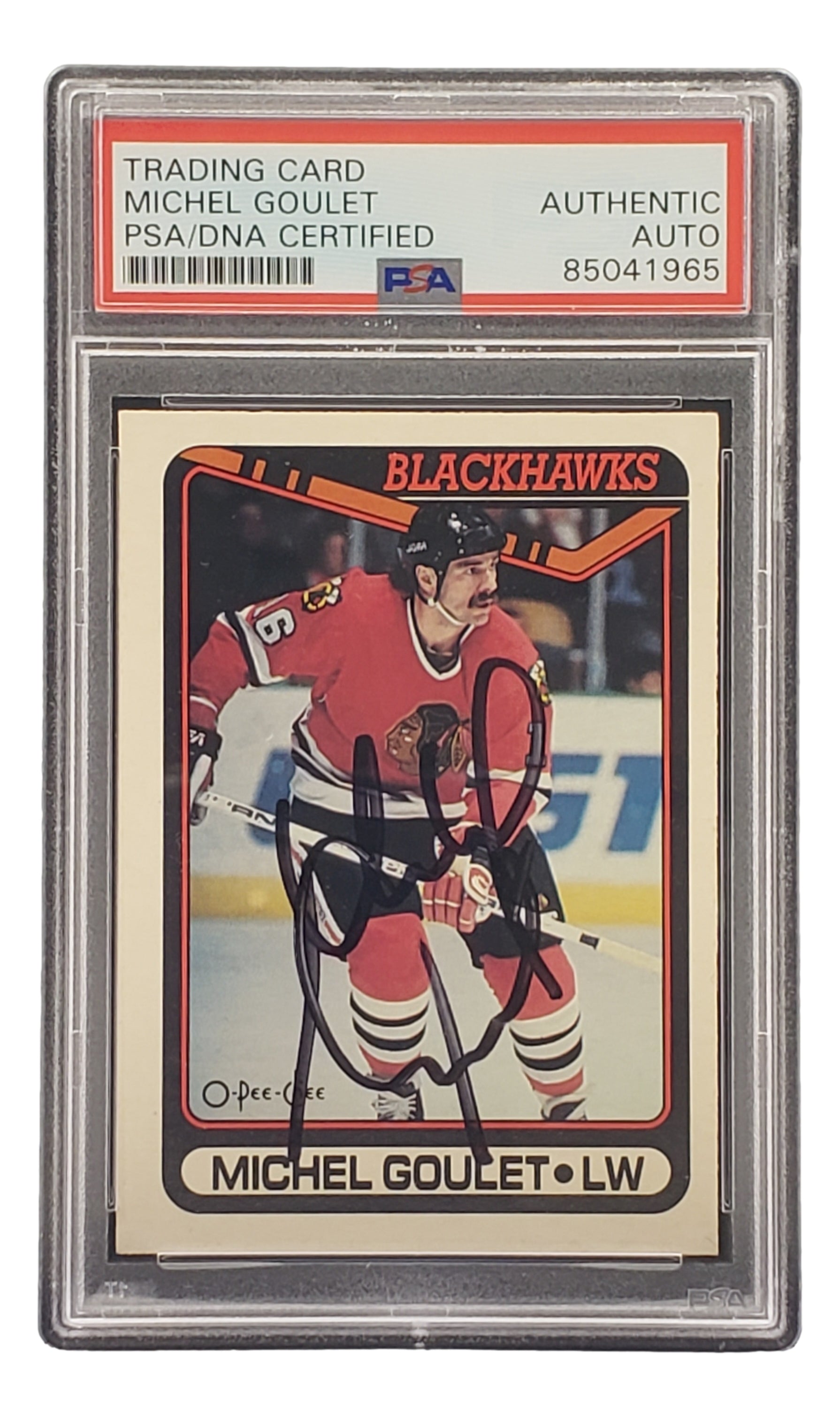 Michel Goulet Autographed 1990 O-Pee-Chee #329 Chicago Blackhawks Hockey Card - PSA/DNA Certified - Rare Vintage NHL Collectible for Sports Memorabilia Display & Investment