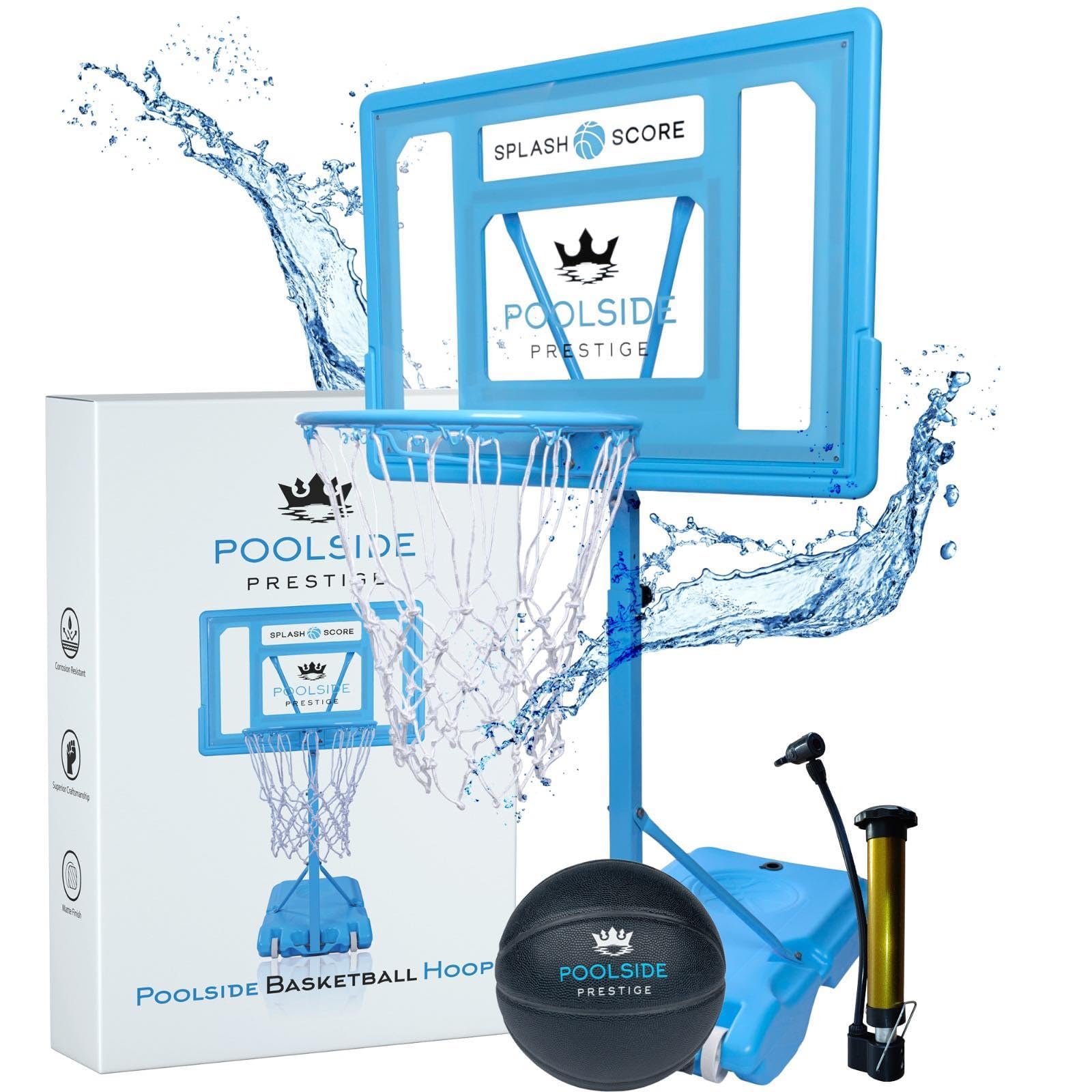 Adjustable Height Basketball Hoop Kit for Kids, Teens & Adults - Outdoor Sports Equipment for Backyard, Pool & Water Games - Perfect for Summer Fun & Family Activities