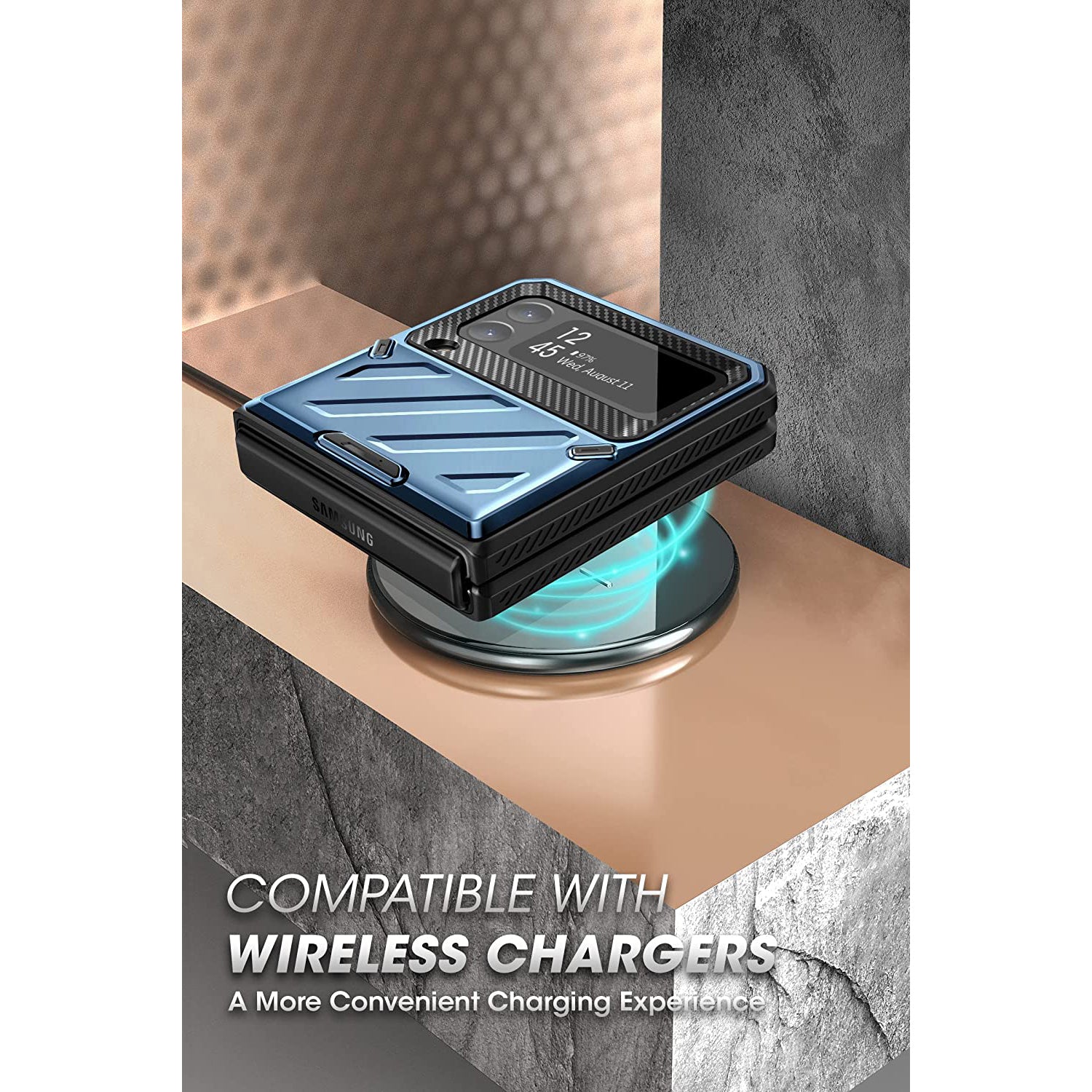 Samsung Galaxy Z Flip 3 Unicorn Beetle Pro Rugged Case with Belt Clip - Heavy Duty Shockproof Cover, Metallic Blue - Perfect for Outdoor, Work & Active Lifestyle Protection