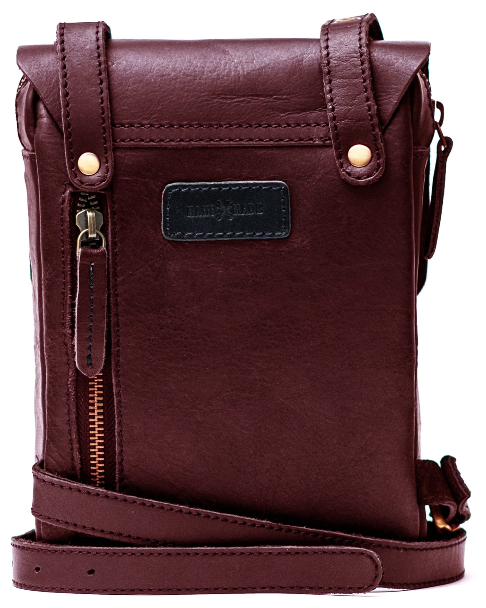 Genuine Leather Handmade Waist Bag Fanny Pack for Men & Women - Drop Thigh Crossbody Bag by Trip Machine Company (Cherry Red) - Perfect for Travel, Hiking, Festivals & Everyday Use