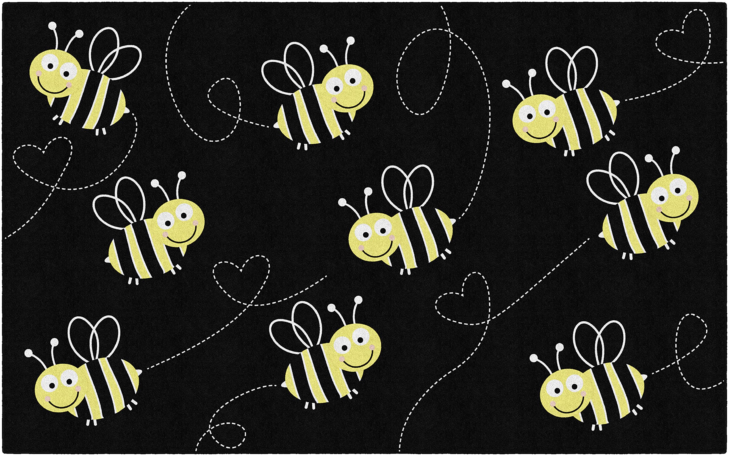 Girls Bee Classroom Rug 5x7 ft - Play Mat for Kids Bedroom & Learning