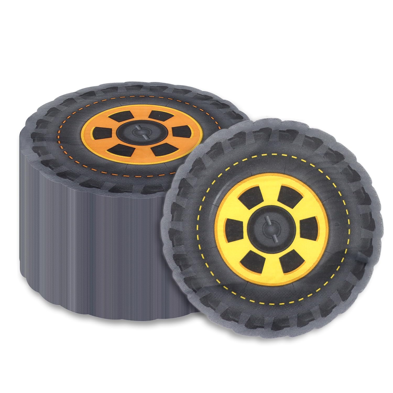 100 Pcs Race Car Tire Napkins - Themed Party Supplies for Birthday Decorations, Construction Party, Fast One Bday - Perfect for Race Car Themed Events, Kids' Birthday Parties, and Automotive Celebrations