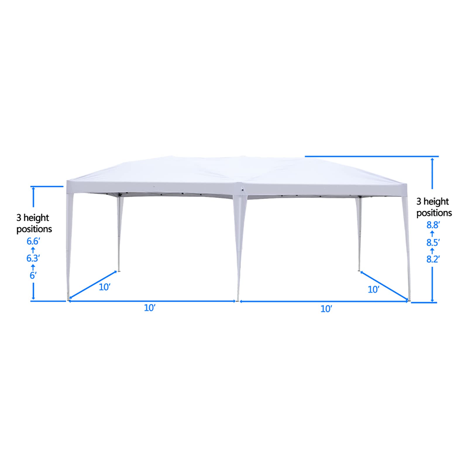 20x10 ft Pop Up Canopy Tent with Removable 4 Windows & 2 Doors - Portable Waterproof Right Angle Folding Shelter with Carry Bag - Outdoor Sun Shade for Wedding, Party, Beach, BBQ, Market, Camping, Picnic, Backyard - White