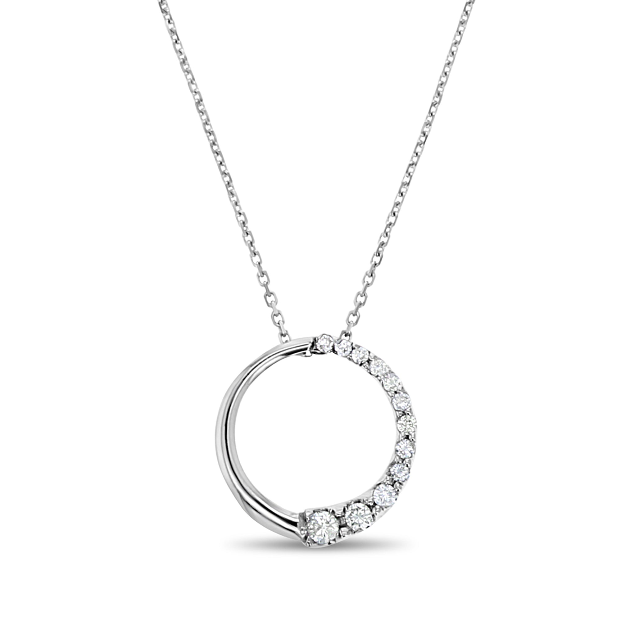 14K White Gold Journey Circle of Life Diamond Pendant Necklace - 0.37cttw, Elegant & Meaningful Jewelry Gift for Women, Perfect for Anniversaries, Birthdays & Special Occasions