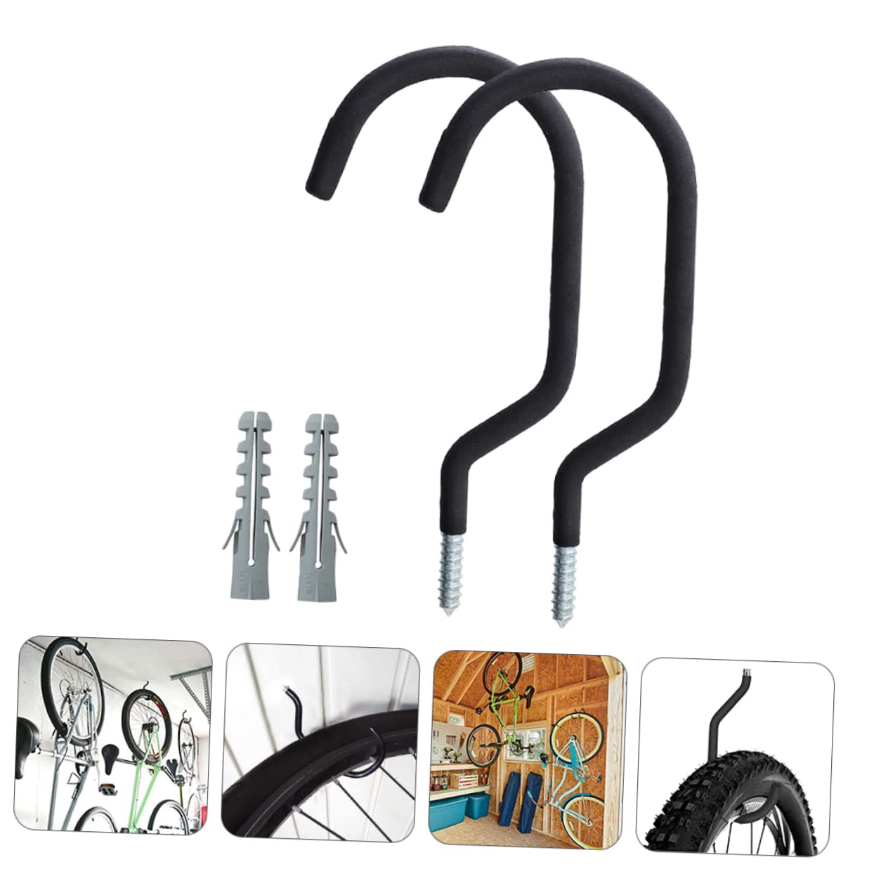 Foldable Bike Hooks - 2 Pack Heavy Duty Steel Wall Mount for Bicycle Storage & Clothes Hanging | Space Saving Solution for Garage, Bedroom & Apartment Organization