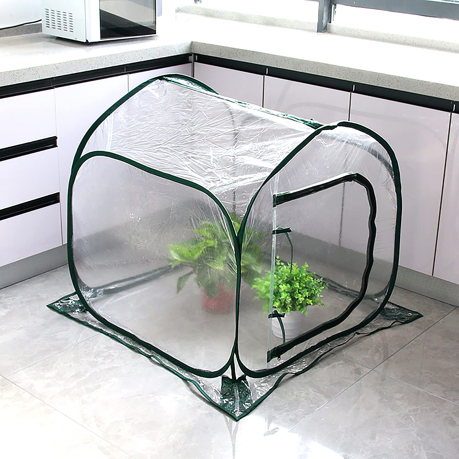 Mini Greenhouse for Indoor & Outdoor Plants - 31.5x31.5x31.5 Inch Portable Gardening Greenhouse with Warm Cover - Perfect for Seed Starting, Herb Growing, Flower Protection in Garden, Patio or Balcony