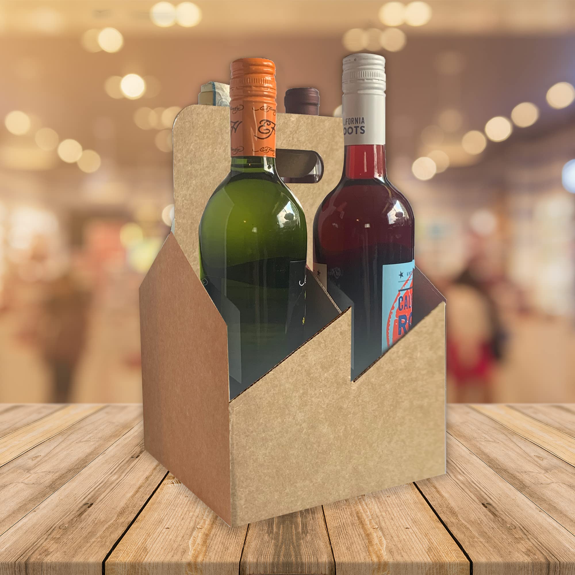 4 Pack Kraft Corrugated Bottle Holder (80 Count) | Fits 750ml & 22oz Bottles | Sturdy Cardboard Wine Carrier for 4 Bottles | Perfect for Parties, Weddings & Wine Tastings | Fast Same Day Shipping