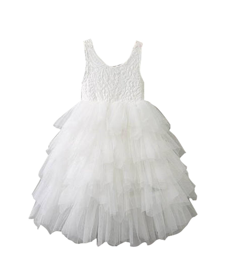 Elegant Flower Girl Dress with Tulle & Lace - Tiered Toddler Formal Dress for Weddings, Parties & Special Occasions