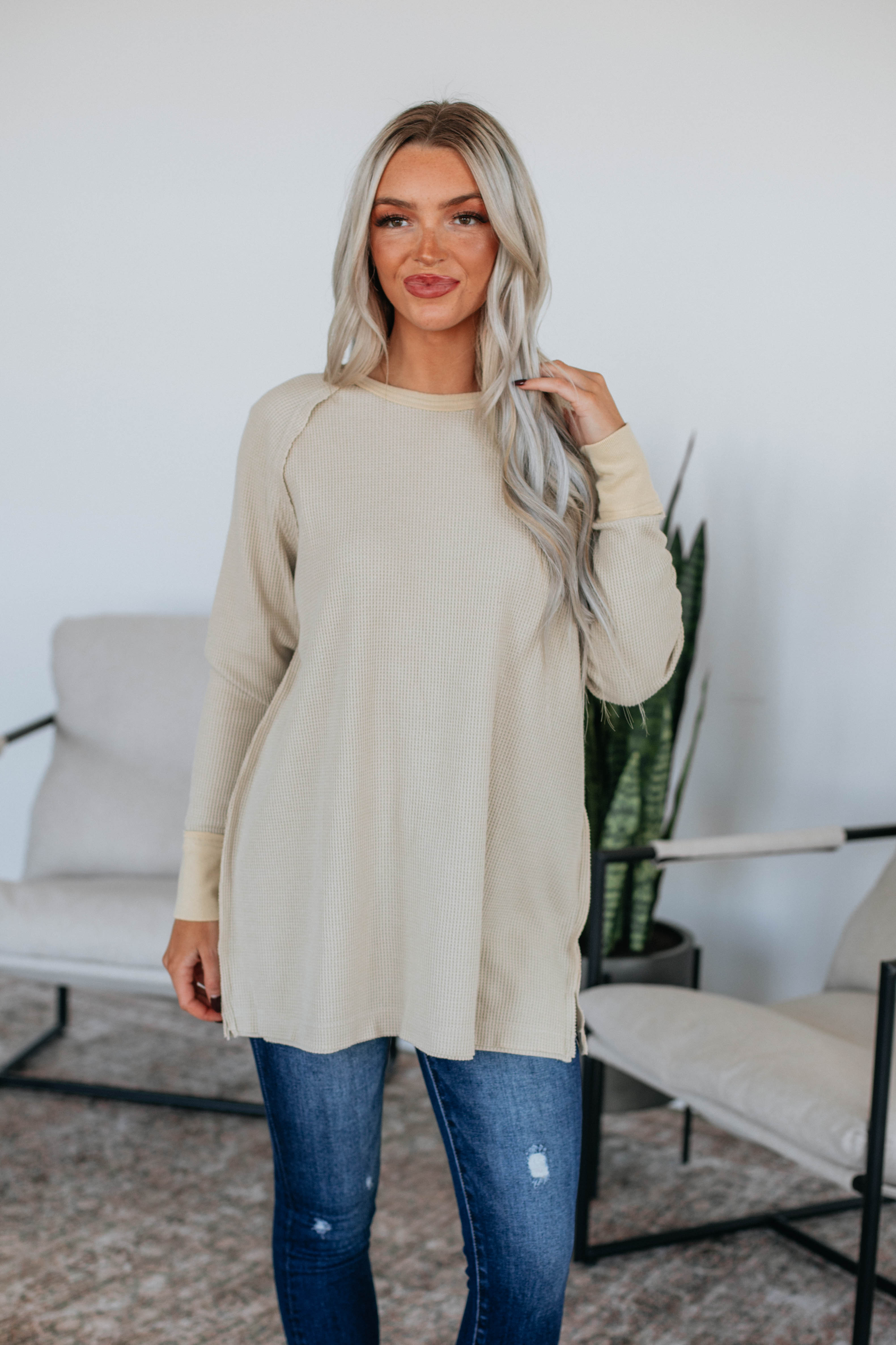 Dafina Knit Top for Women - Soft & Comfortable Oatmeal Sweater | Perfect for Casual Wear, Layering & Fall Outfits