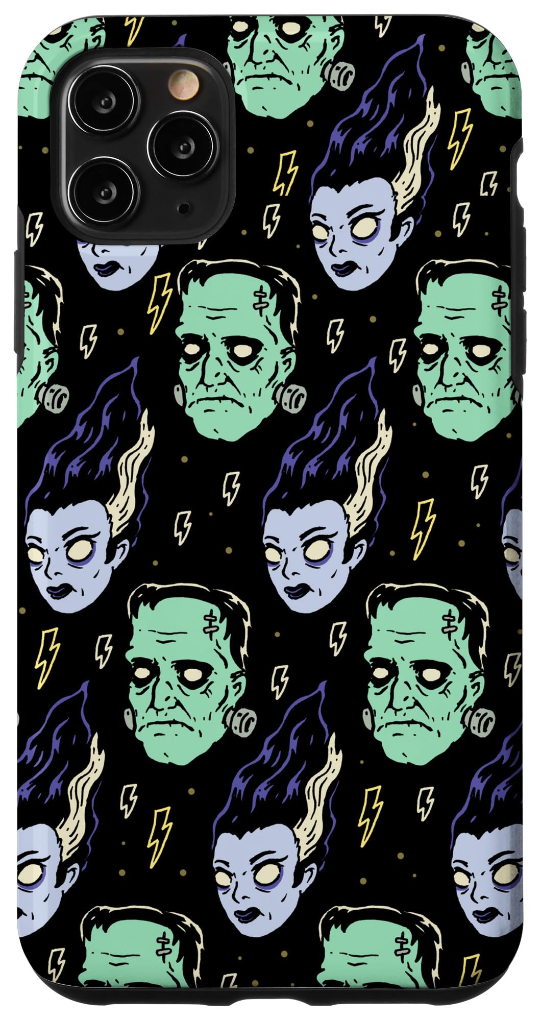 iPhone 11 Pro Max Frankenstein & Bride Horror Theme Phone Case - Protective Cover for Halloween, Cosplay, Movie Fans & Horror Lovers