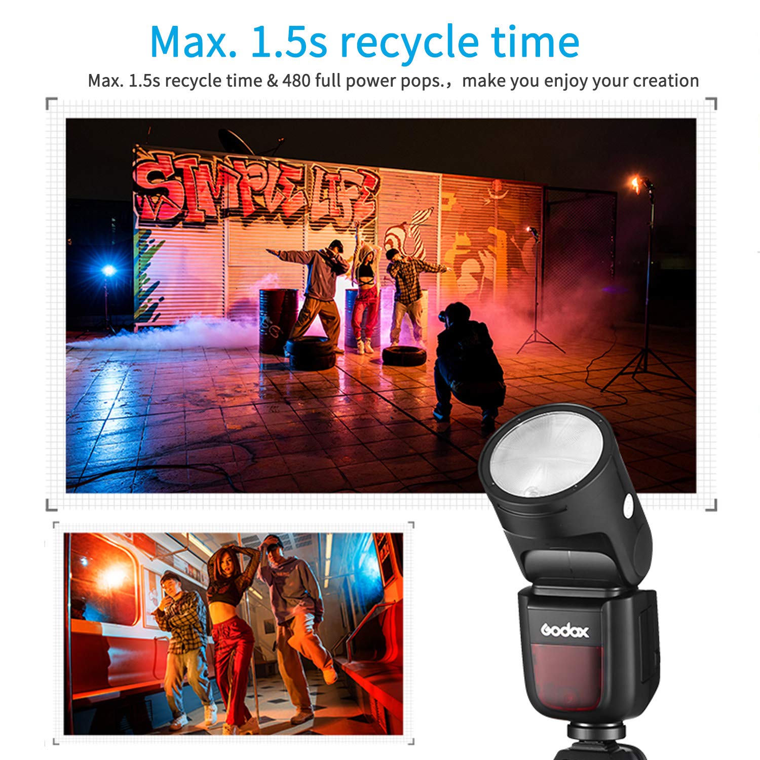 Godox V1-N TTL Camera Flash Speedlite for Nikon Z8, Z9, Z7, Z6, Z5, D850, D810, D750, D610, D7500, D7100, D5300, D3300, D90, D5, D4 - Professional Photography Lighting for Portraits, Weddings & Events