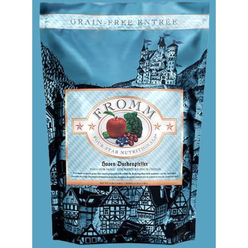 Fromm Family Hasen Duckenpfeffer Grain-Free Dry Dog Food - Premium Rabbit & Duck Recipe for Adult Dogs (4lb & 15lb Options) - Perfect for Sensitive Stomachs & Allergies | Great for Home Feeding & Travel Use