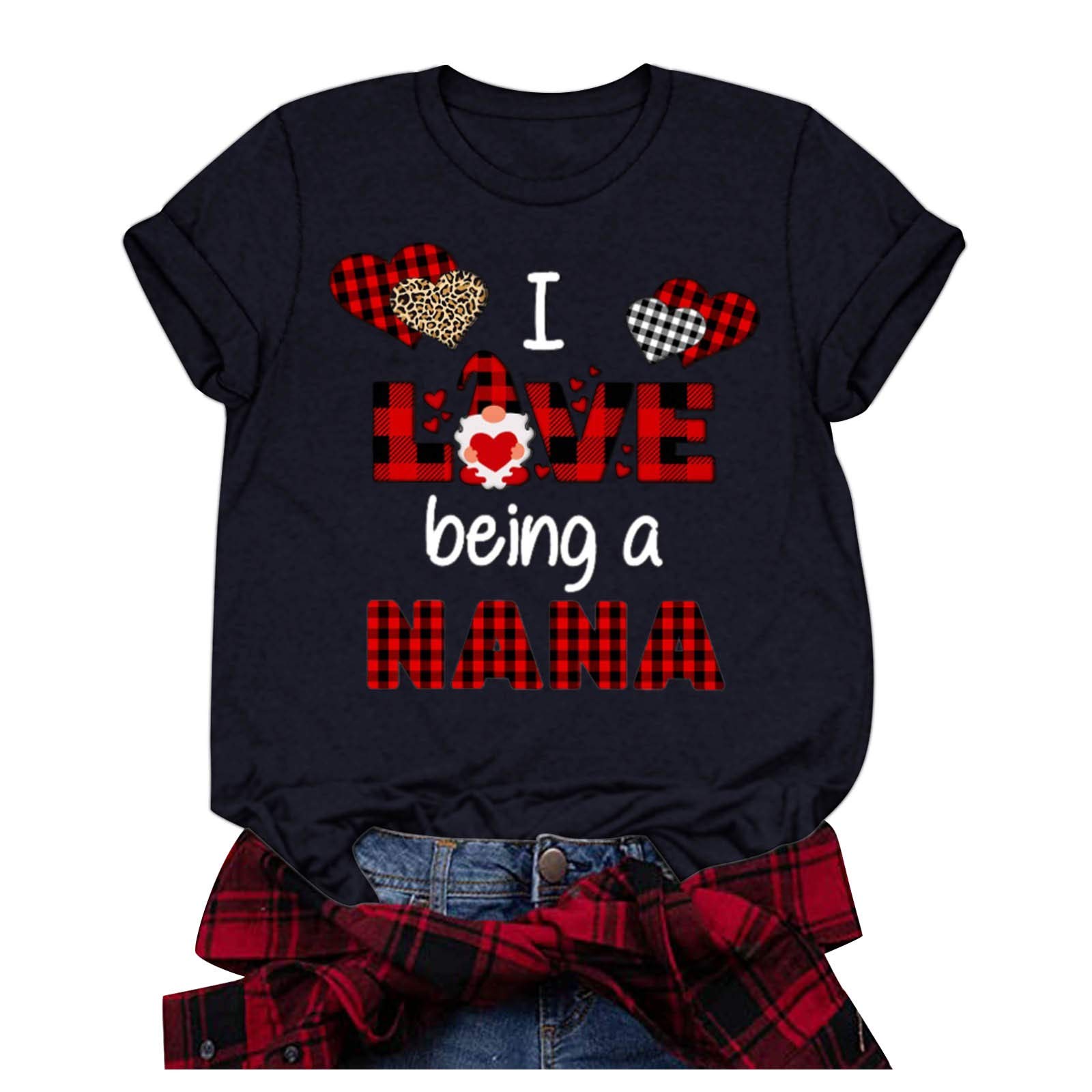 FMCHICO Women's Valentine's Day Graphic T-Shirt - Short Sleeve Heart Letter Printed Blouse Top for Casual Wear & Romantic Dates