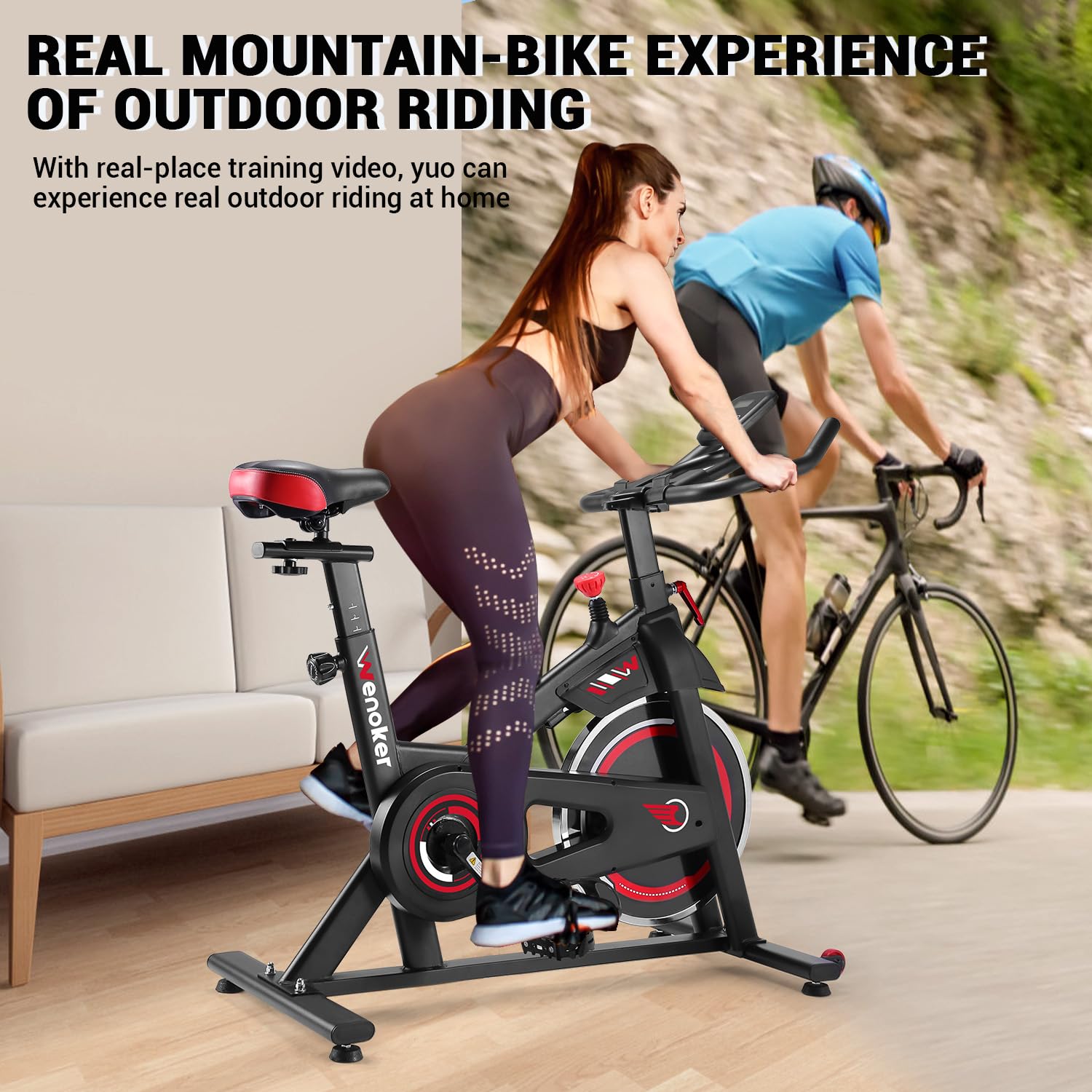WENOKER Indoor Cycling Bike - Silent Belt Drive, Heavy Flywheel & LCD Monitor - Home Exercise Bike for Cardio Workout - Perfect for Home Gym, Apartment Fitness & Indoor Cycling Training
