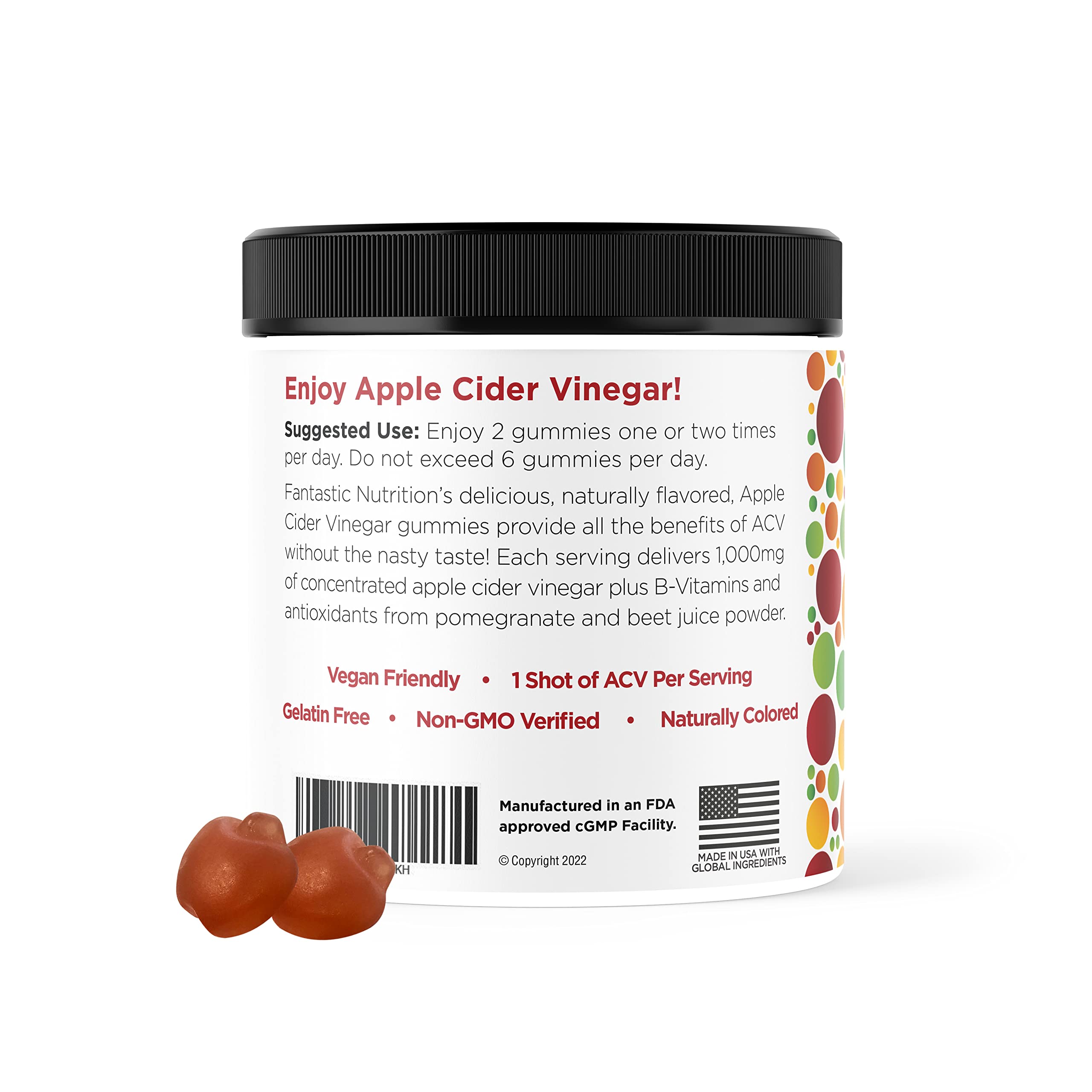 Organic Apple Cider Vinegar Gummies with The Mother - Immune Support & Antioxidant Supplement - Vegan, Gluten Free, B Vitamins - Boost Immunity & Digestion - Perfect for Daily Wellness & Detox