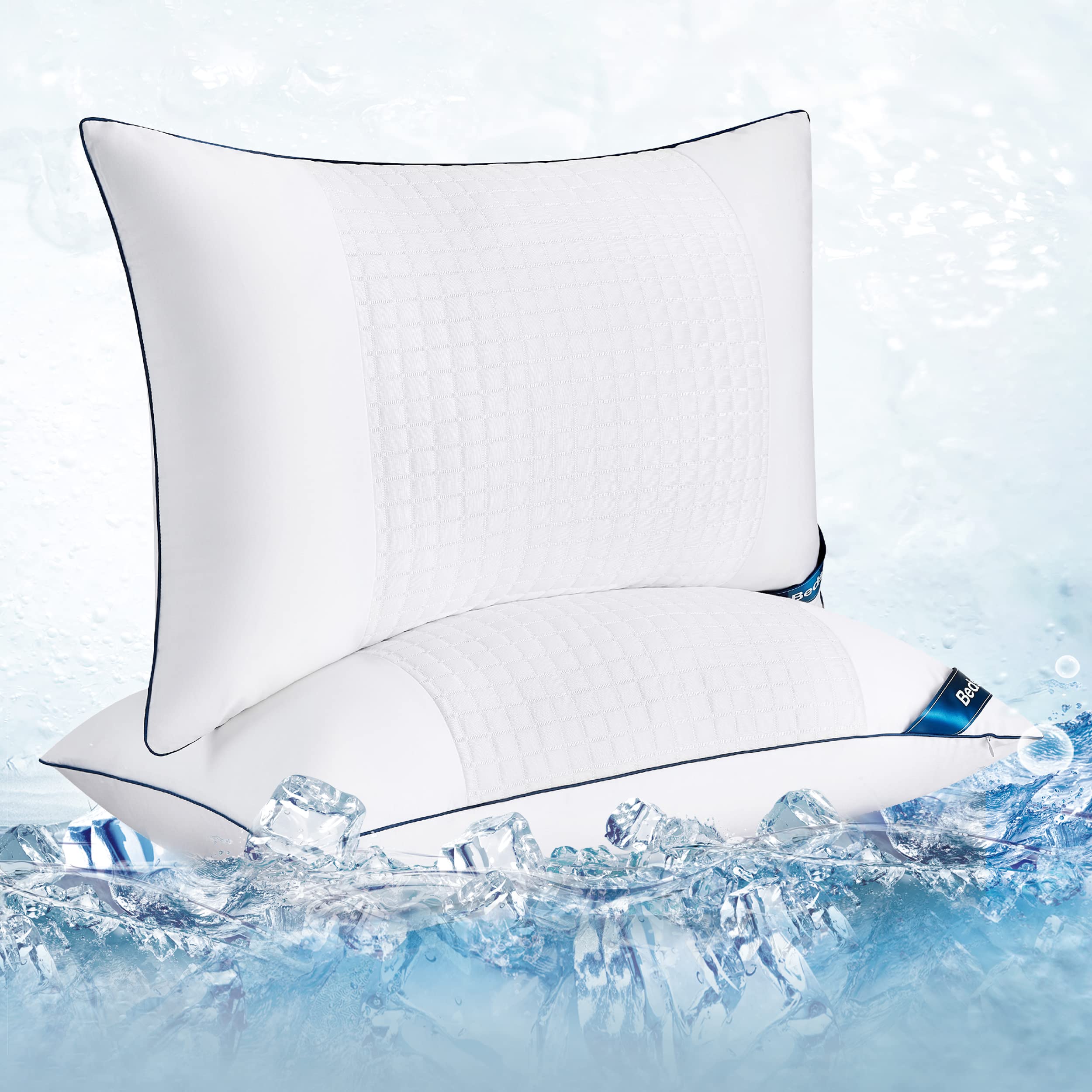 Bedsure Cooling Pillows - King Size Set of 2, Breathable Down Alternative Firm Pillows for Side, Stomach & Back Sleepers - Standard 100 by Oeko-TEX Certified - Perfect for Hot Sleepers & Adjustable Beds