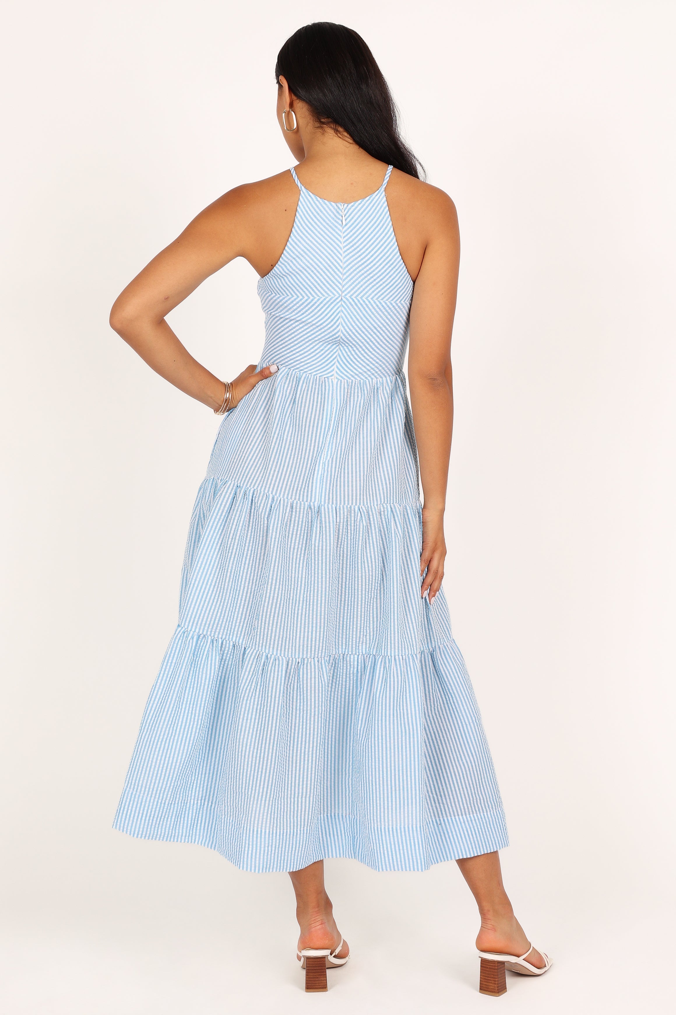 Caspian Tiered Maxi Dress - Blue Stripe Flowy Summer Dress for Women | Beach Cover Up, Vacation Outfit, Boho Chic Fashion