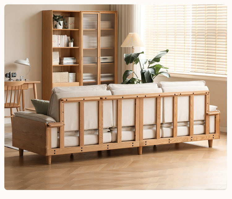 Solid Oak Wood Straight Sofa - Modern & Durable Hardwood Sofa for Living Room, Office, or Lounge - Perfect for Home Decor and Comfortable Seating