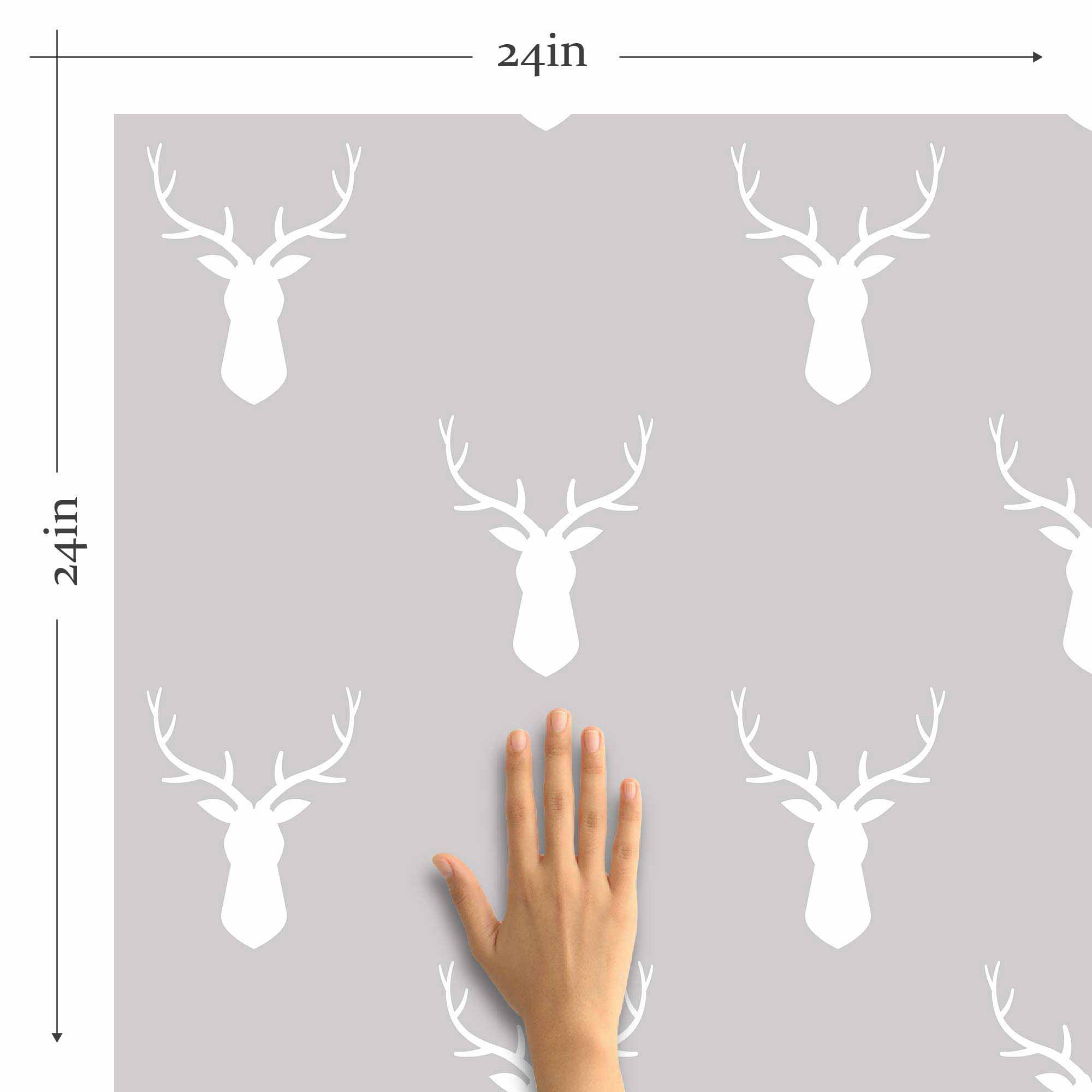 Grey Reindeer Peel and Stick Removable Wallpaper 8266 - Self-Adhesive Holiday Decoration for Bedroom, Nursery, and Living Room Walls - Perfect for Christmas Home Decor