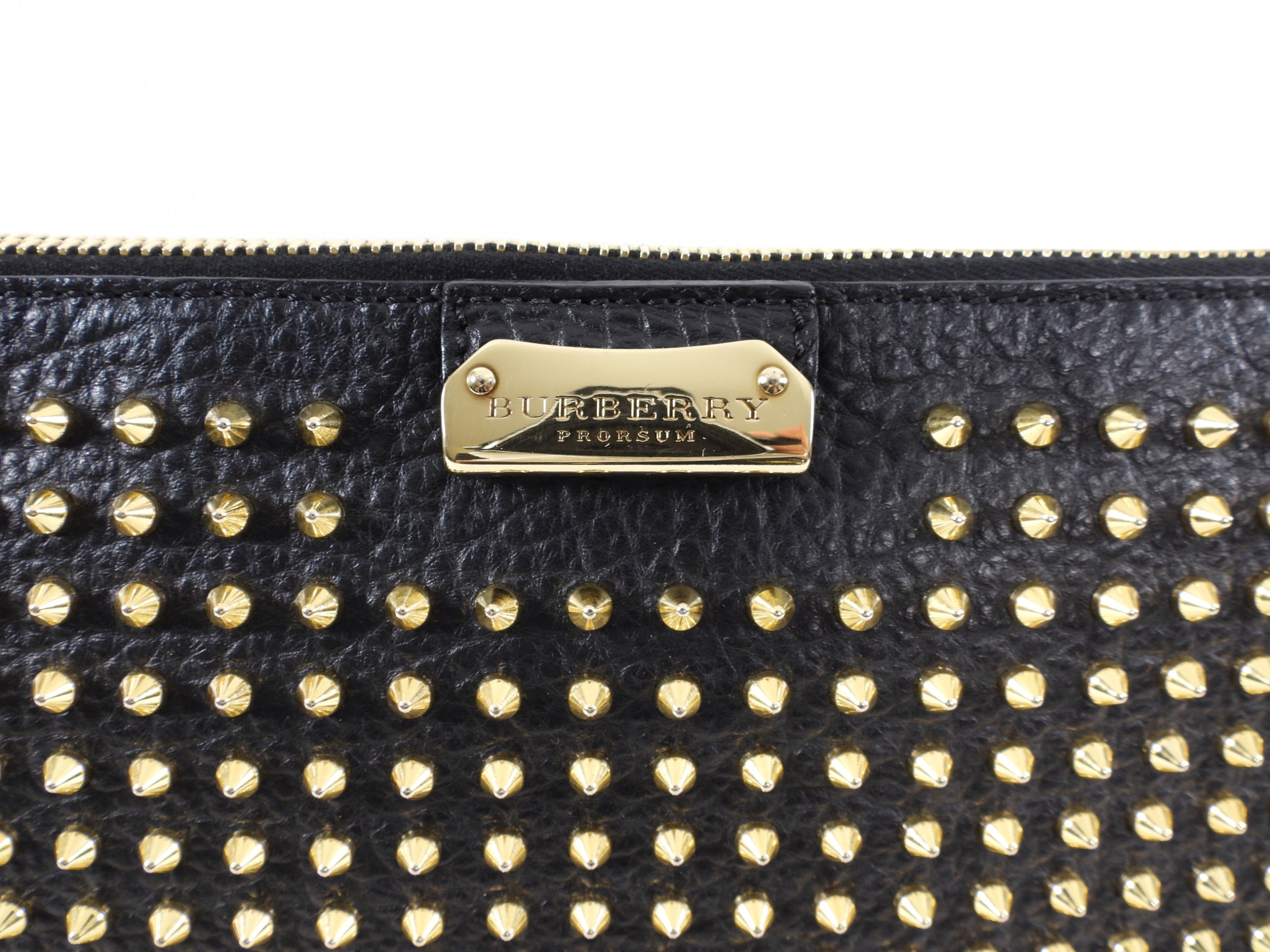 Burberry Prorsum Black Leather Studded Clutch Portfolio Bag - Luxury Designer Handbag for Women | Perfect for Evening Parties, Weddings & Formal Events