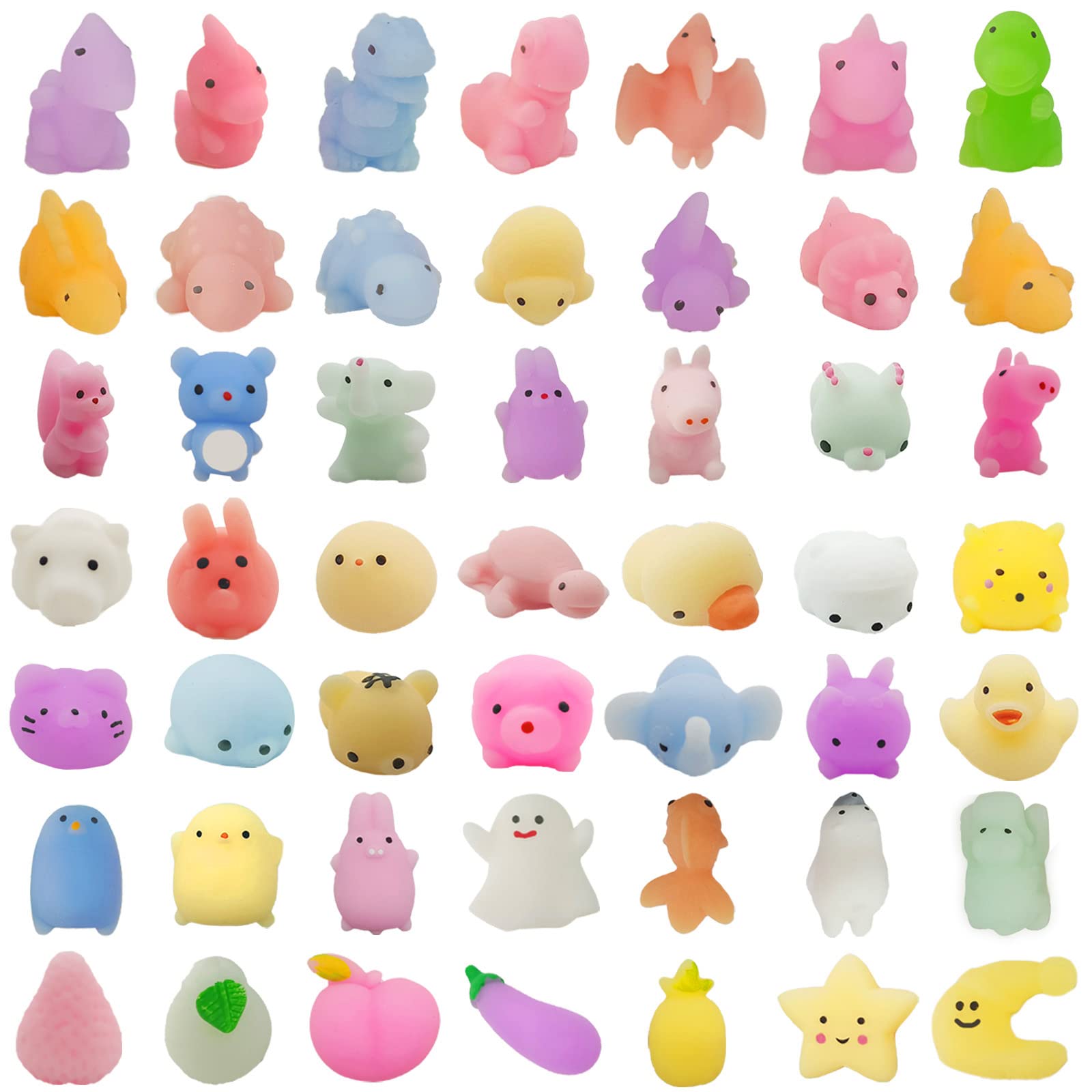 60 Pcs Random Squishy Mochi Animal Toys for Kids - Soft Stress Relief Party Favors, Classroom Prizes, Easter Basket Stuffers, Halloween & Christmas Gifts for Boys & Girls - Perfect for Sensory Play, Birthday Party Goodie Bags & Stocking Stuffers