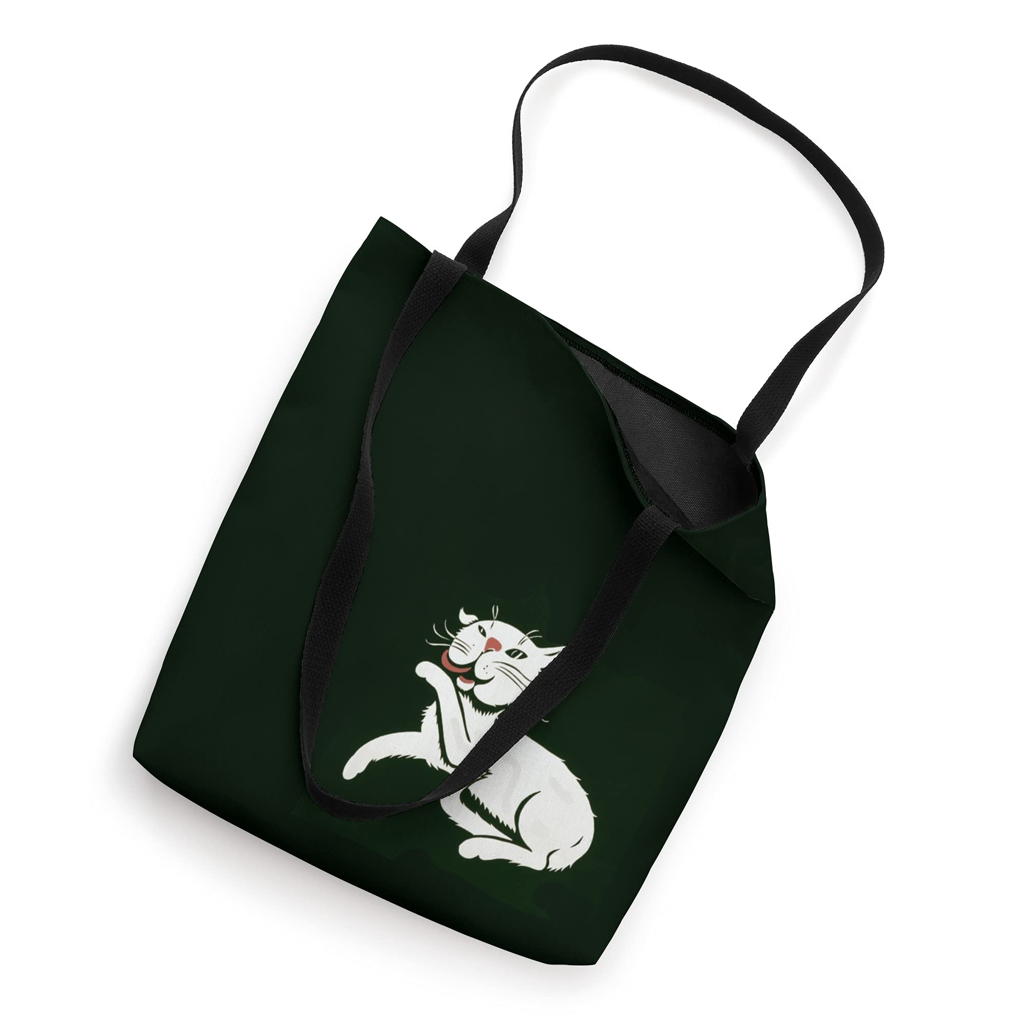 Stylish White Cat Print Tote Bag - Cute & Durable Cotton Canvas Shopping Bag for Women, Perfect for Groceries, Beach, Work & School