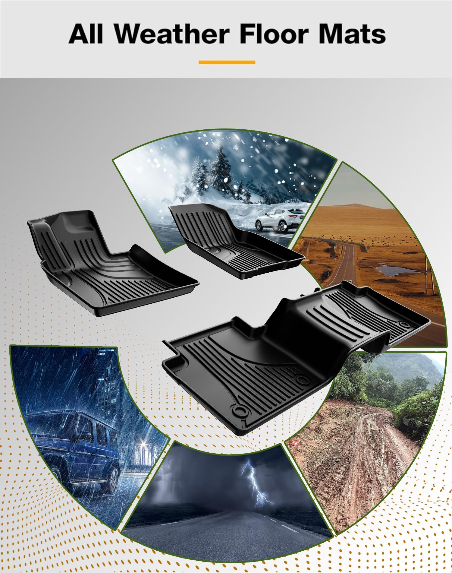 Premium Custom Fit TPE All-Weather Floor Mats for 2018-2024 Toyota Camry FWD (Excludes Hybrid & AWD Models) - 1st & 2nd Row Durable Car Floor Liners - Perfect for Road Trips, Daily Commute & Winter Protection