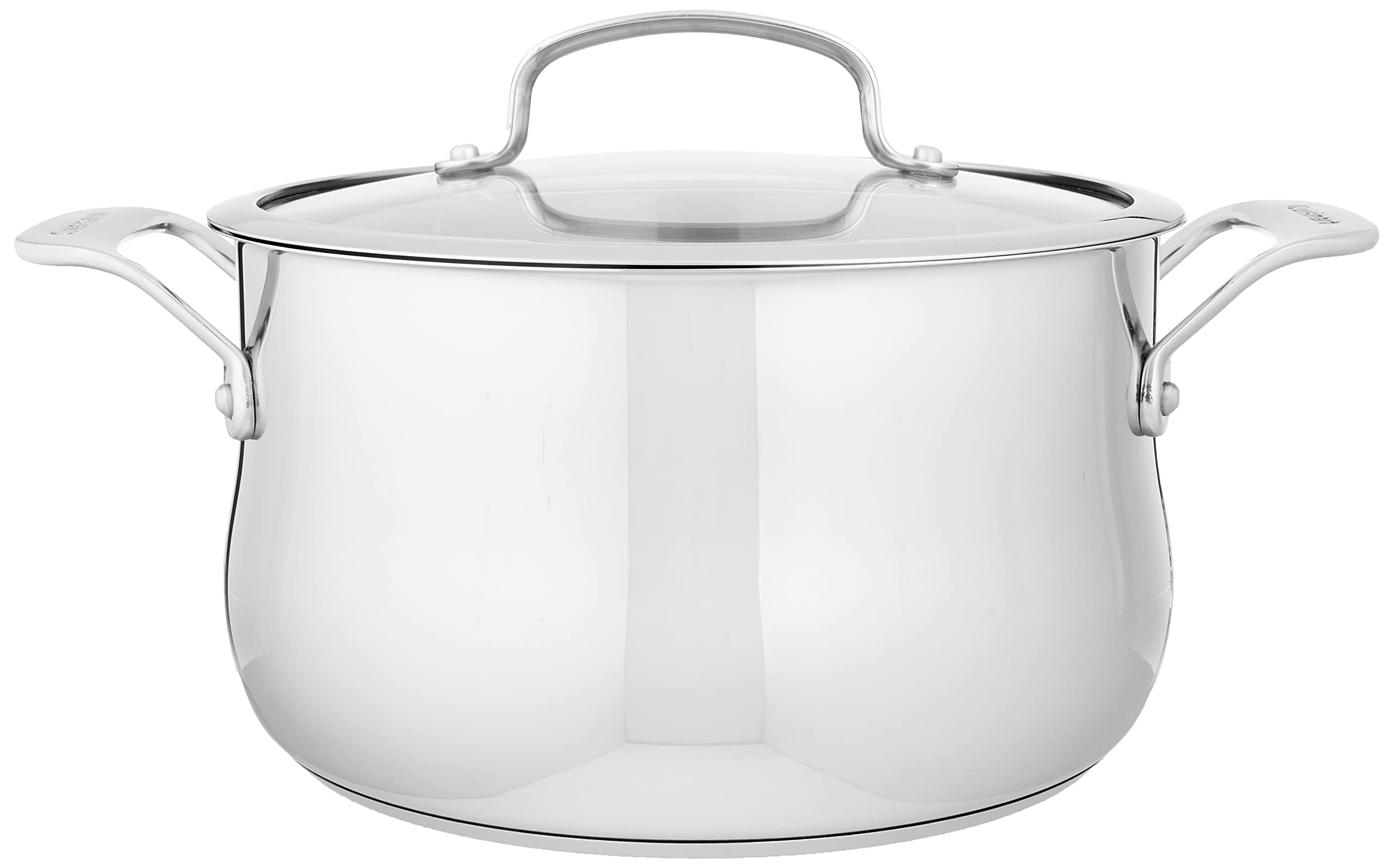 Cuisinart Contour Stainless Steel 5-Quart Dutch Oven with Glass Lid - Silver | Heavy Duty Enameled Cast Iron Pot for Braising, Stewing & Baking | Perfect for Soups, Casseroles & Bread Making