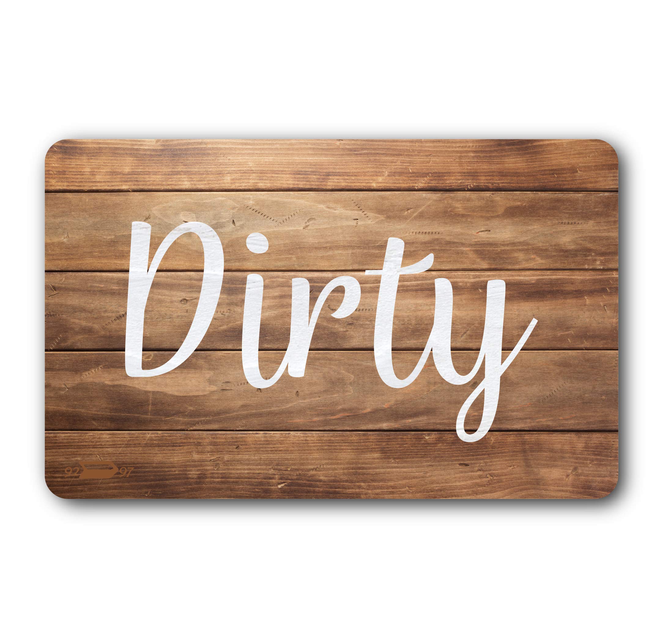 Dark Brown Wooden Clean Dirty Magnet for Dishwasher - Reversible Double Sided Strong Kitchen Flip Indicator with Bonus Universal Magnetic Plate - Perfect for Kitchen Organization & Dishwasher Status Notification